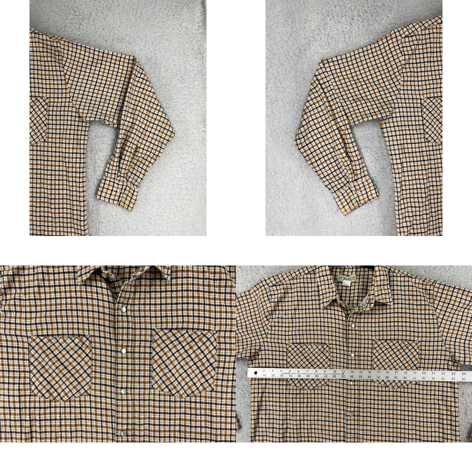 Haband Haband Shirt Mens Large Beige Plaid Flannel Pearl Snap Western Long Sleeve Size US L / EU 52-54 / 3 - 8 Thumbnail