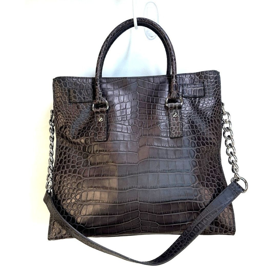 Michael Kors Michael Kors Hamilton Tote Gray Croco Embossed Leather Bag Size ONE SIZE - 10 Thumbnail