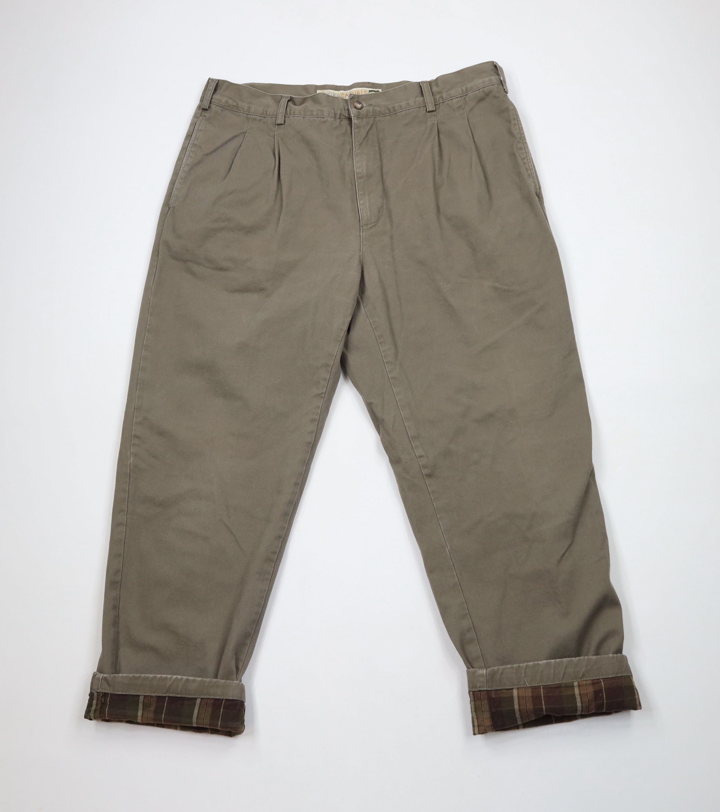 Cabelas × Vintage Vintage Cabelas Pleated Cuffed Flannel Lined Chino Pants Size US 38 / EU 54 - 1 Thumbnail