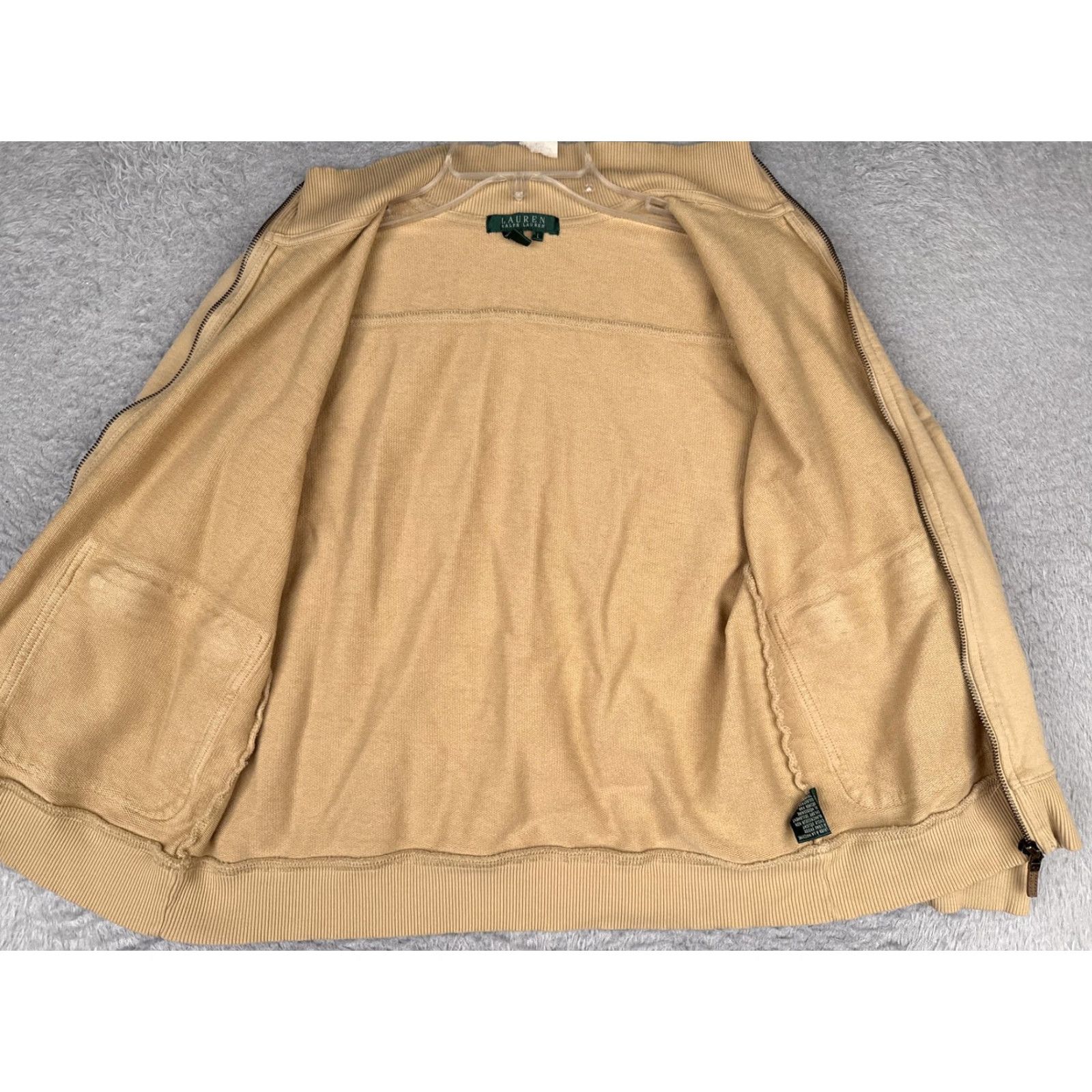 Ralph Lauren Lauren Ralph Lauren Bomber Jacket Womens L Beige Cotton Full Zip Pockets Size L / US 10 / IT 46 - 2 Thumbnail