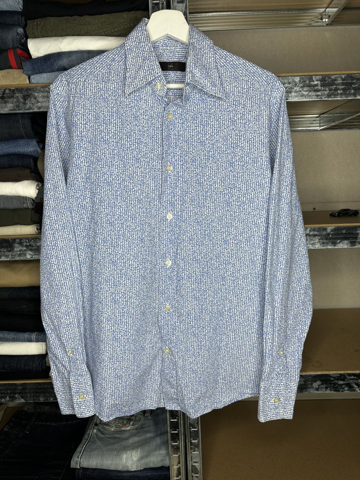 Z Zegna Z Zegna Luxury Pattern Button Up Long Sleeve Shirt Size M Size US M / EU 48-50 / 2 - 1 Thumbnail