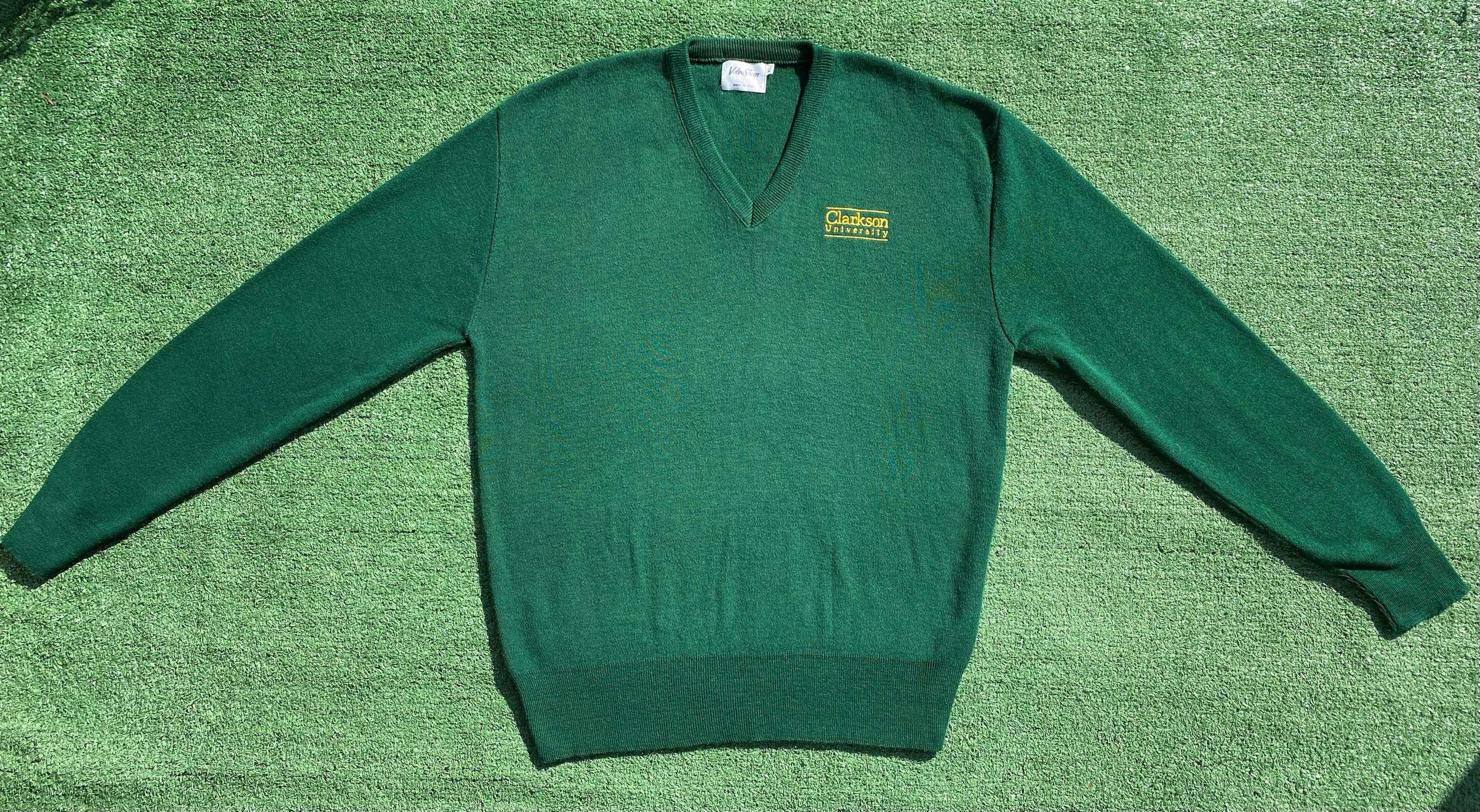 Other 80s Clarkson University Green V-Neck Sweater Men’s Large Size US L / EU 52-54 / 3 - 2 Thumbnail