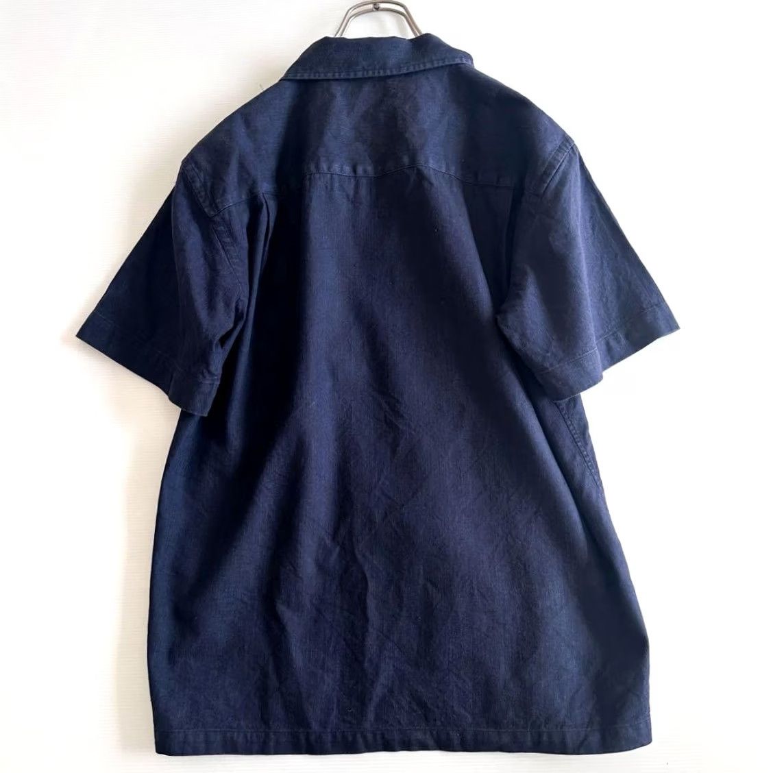 Margaret Howell Margaret Howell Open Collar Short Sleeve Top Navy Size S Mens Shirt Size US S / EU 44-46 / 1 - 8 Thumbnail