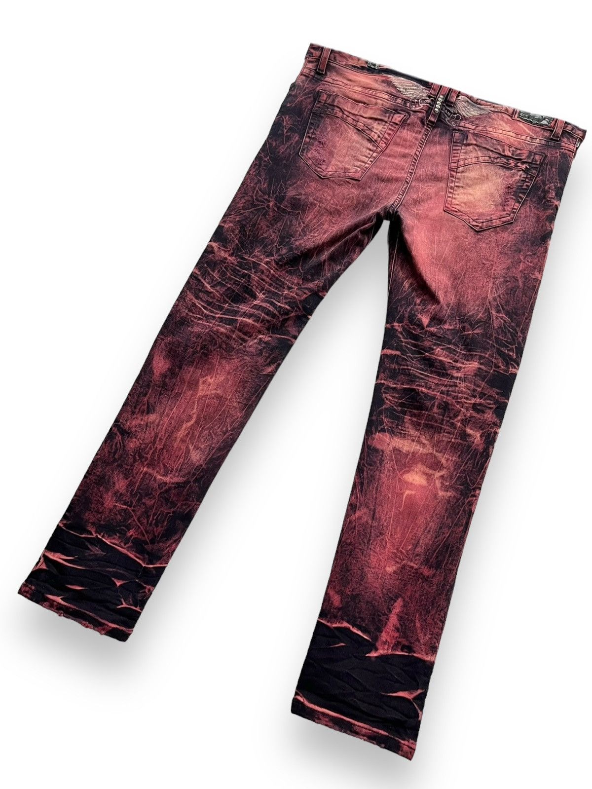 Robins Jeans 42” ROBINS JEANS Red Blood Acid Wash Ripped Stretchy Denim🔥 Size US 42 / EU 58 - 5 Thumbnail