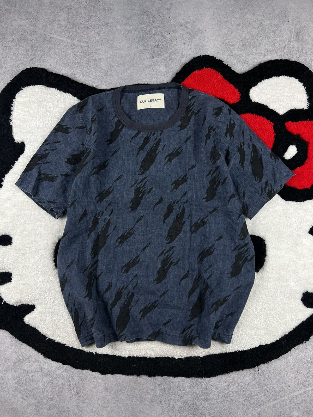 Our Legacy Rare Linen Overprinted Y2K Streetwear Tee Shirt