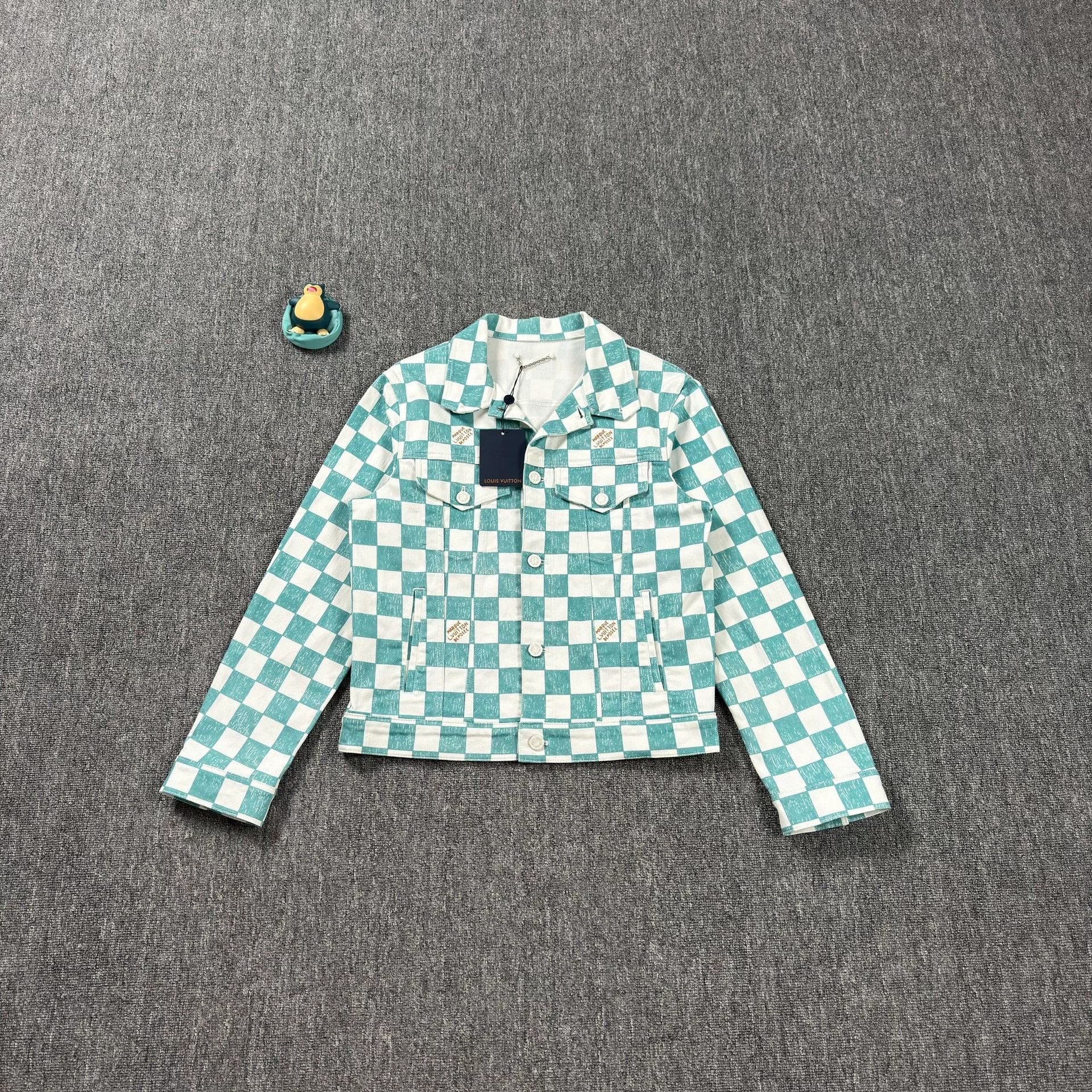 Louis Vuitton Louis Vuitton Green Damier Check Denim Jacket 46 Size US S / EU 44-46 / 1 - 1 Thumbnail