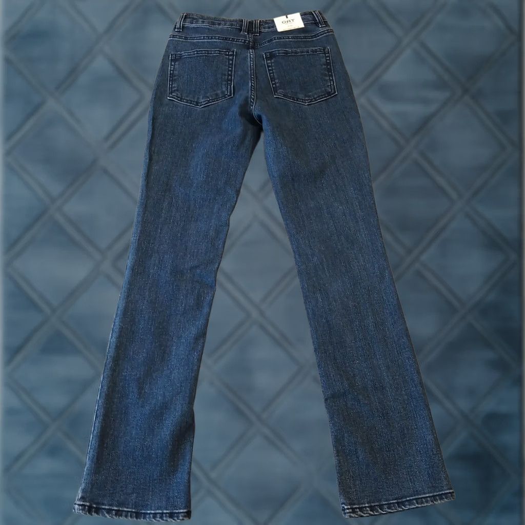 Vintage Oat New York Jeans Womens 2 26 Blue High Rise Slim Boot Cut Dark Wash Denim Satin Zip Bootcut Pocket 5-Pocket Womens Mens Girls Size 26" / US 2 / IT 38 - 1 Thumbnail
