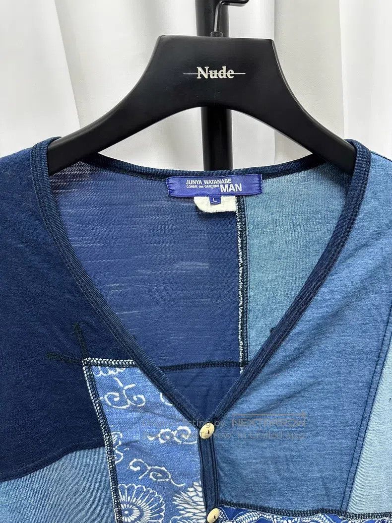 Junya Watanabe Junya Watanabe Indigo Dyed Patchwork Cardigan Size US L / EU 52-54 / 3 - 6 Thumbnail