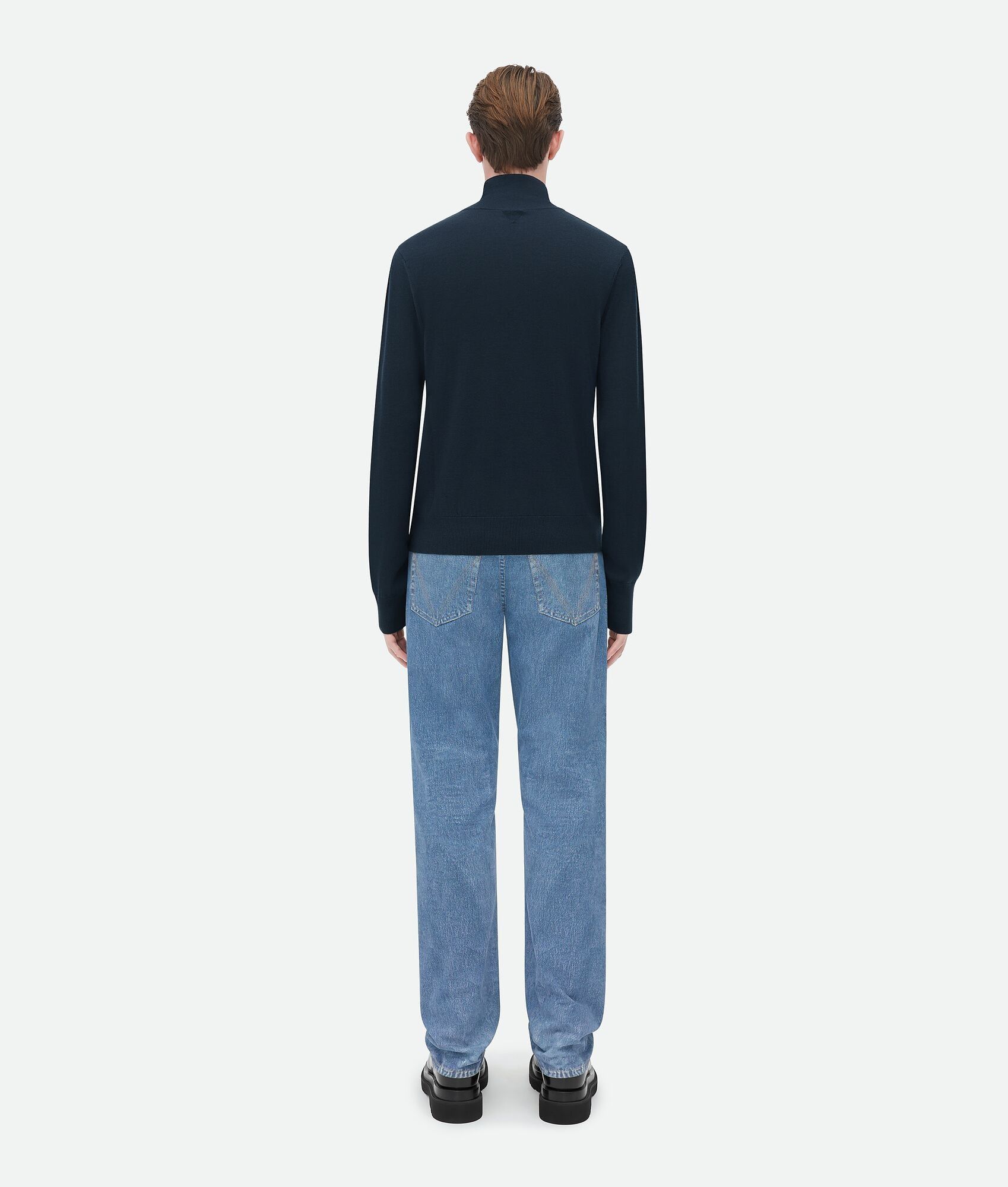 Bottega Veneta o1n1vont1224 "Bv" Embroidery Wool Jumper in Midnight Blue Size US XS / EU 42 / 0 - 3 Thumbnail