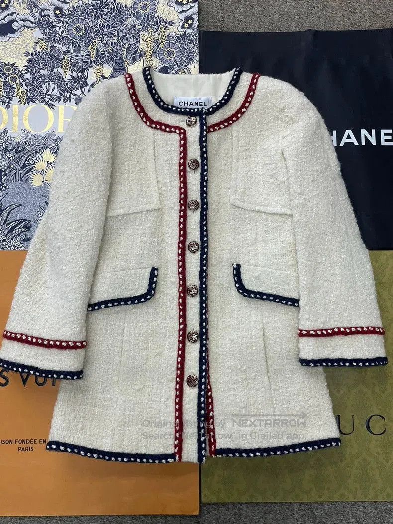 Chanel White Trimmed Jacket Size 38.