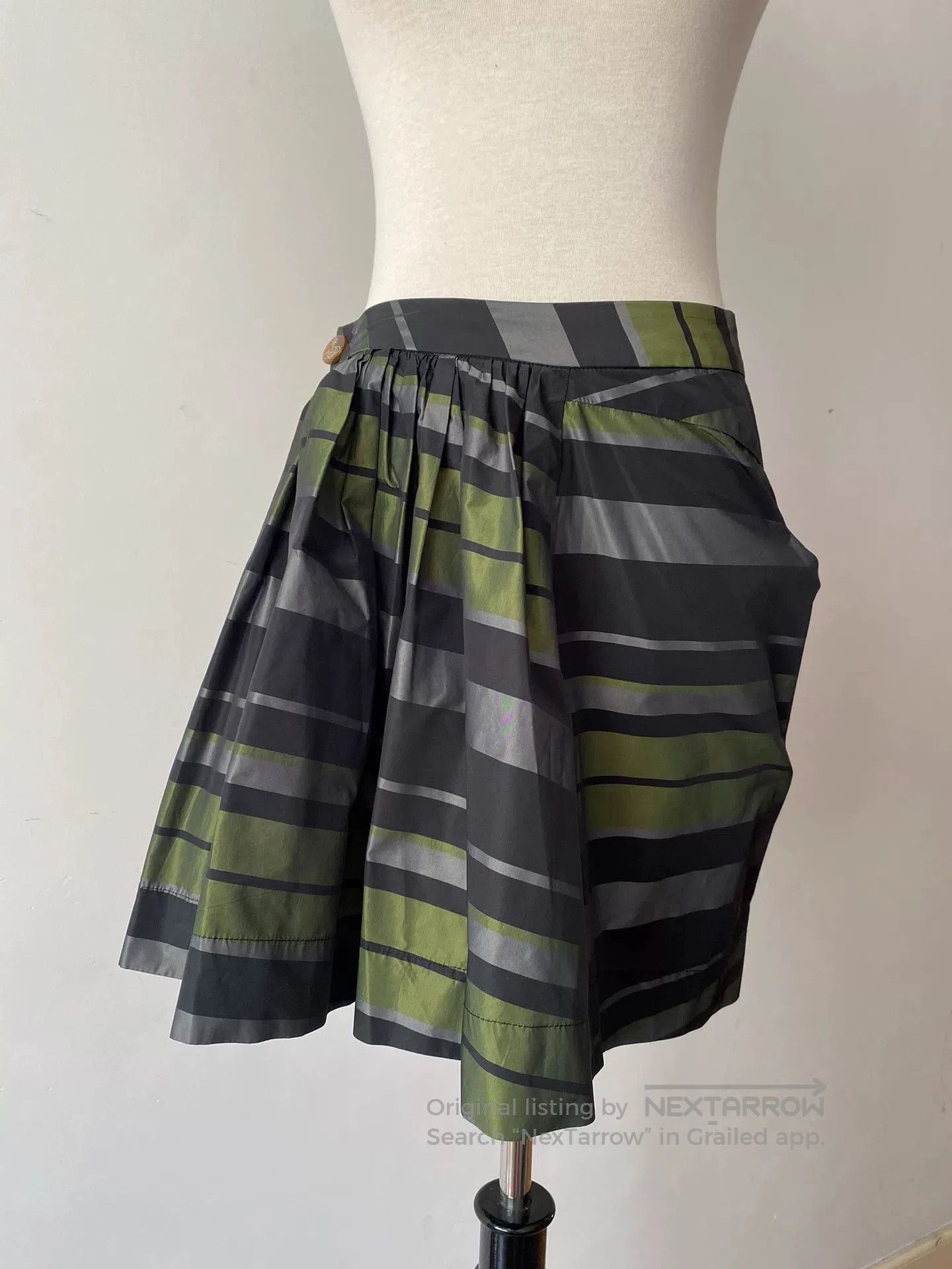 Vivienne Westwood Vivienne Westwood Green Striped Skirt. Size 37" - 1 Thumbnail