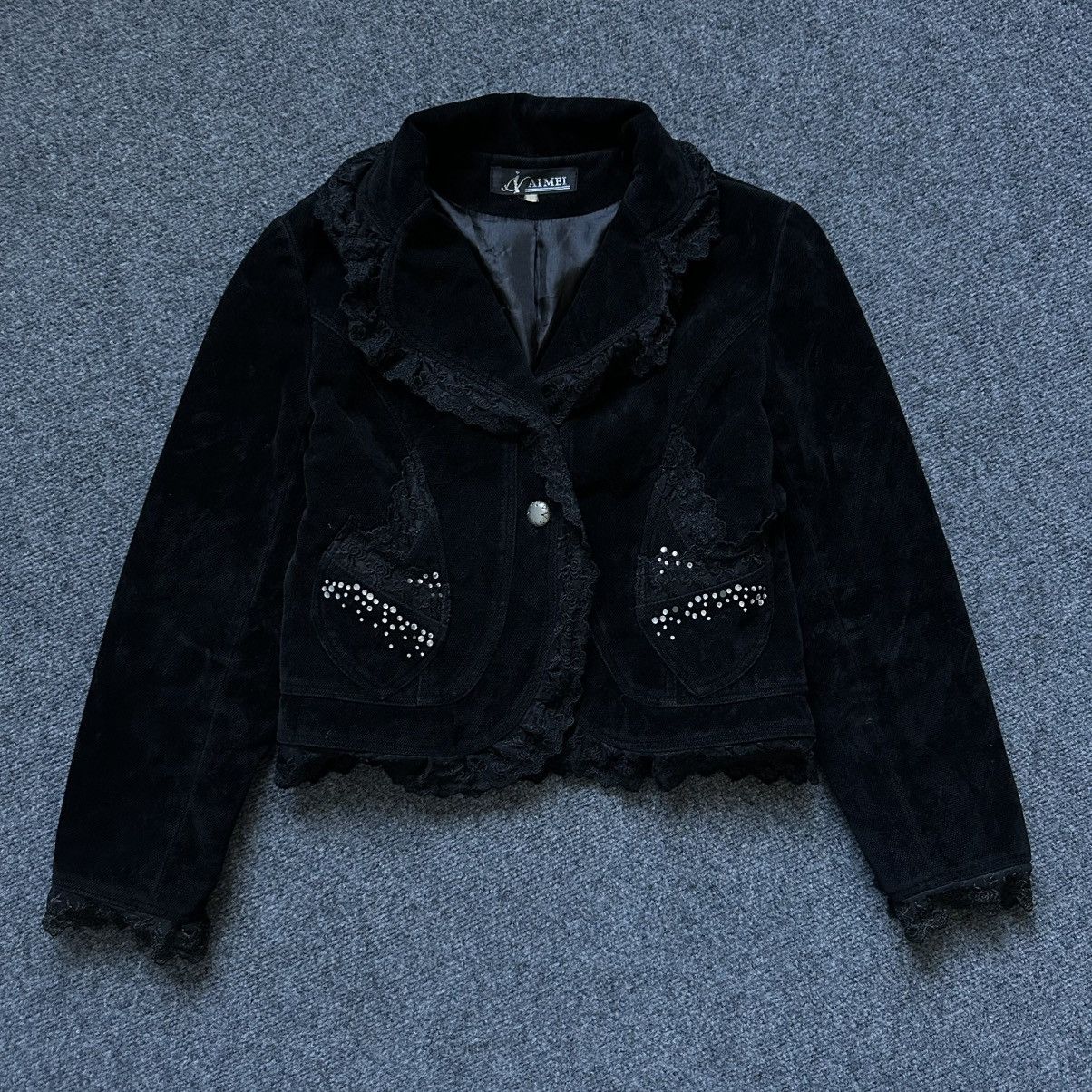 If Six Was Nine VTG Women’s Openwork Jacket Aimei Blazer Black Size M Y2K Size M / US 6-8 / IT 42-44 - 3 Thumbnail