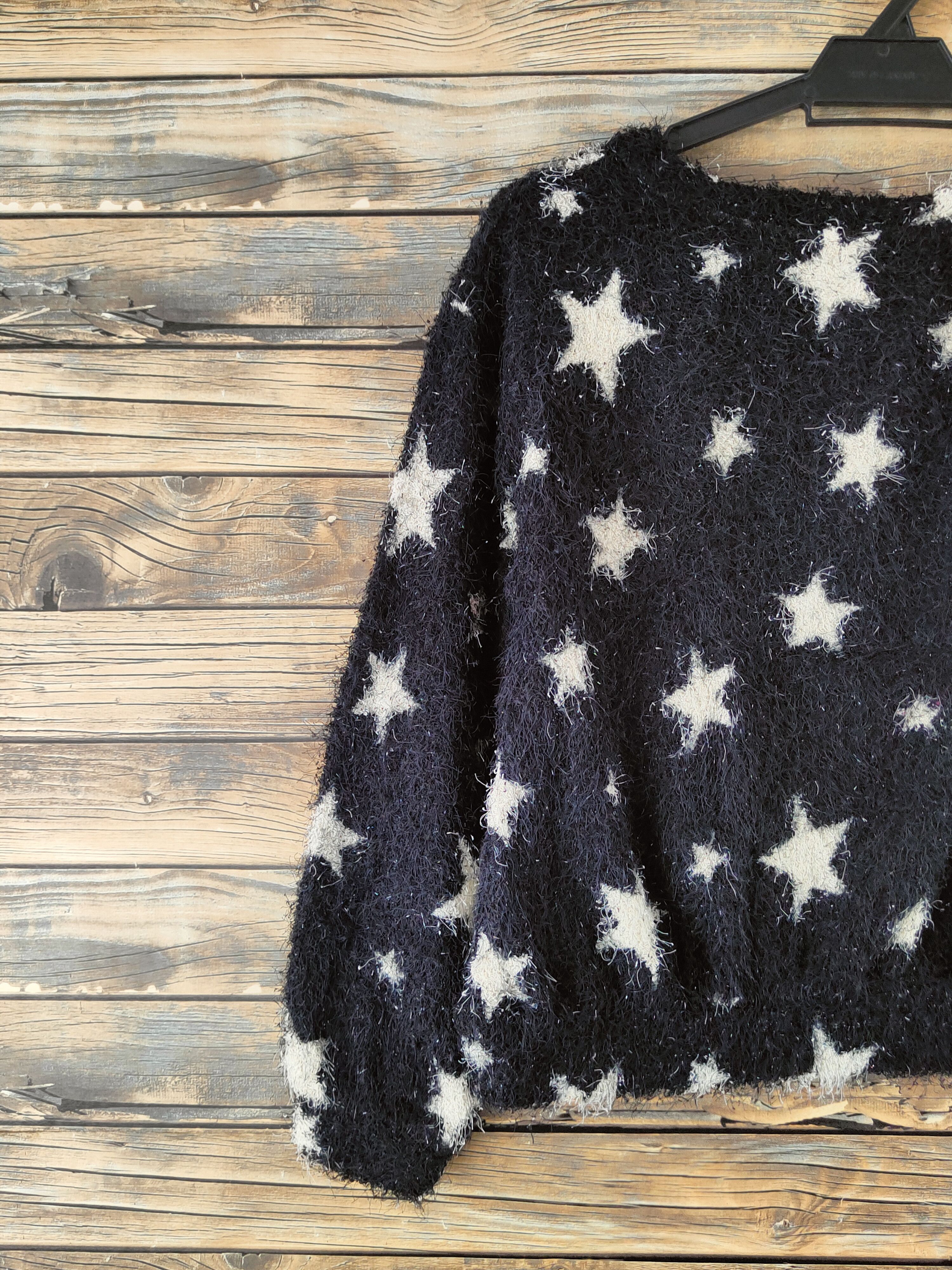 Japanese Brand DL Nice Claup star White Fur shaggy Mohair Knitwear #46-922 Size S / US 4 / IT 40 - 8 Thumbnail