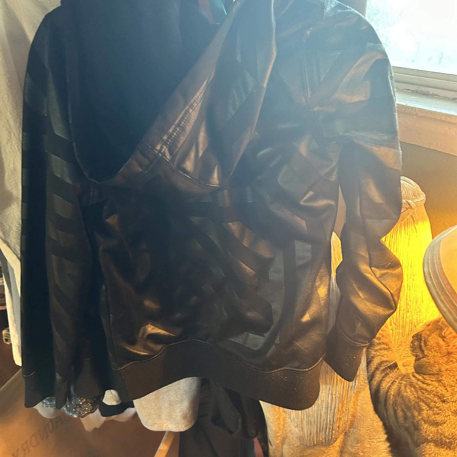 Empyre Empire Black Faux Leather Hoodie Jacket - Medium Size US M / EU 48-50 / 2 - 2 Thumbnail