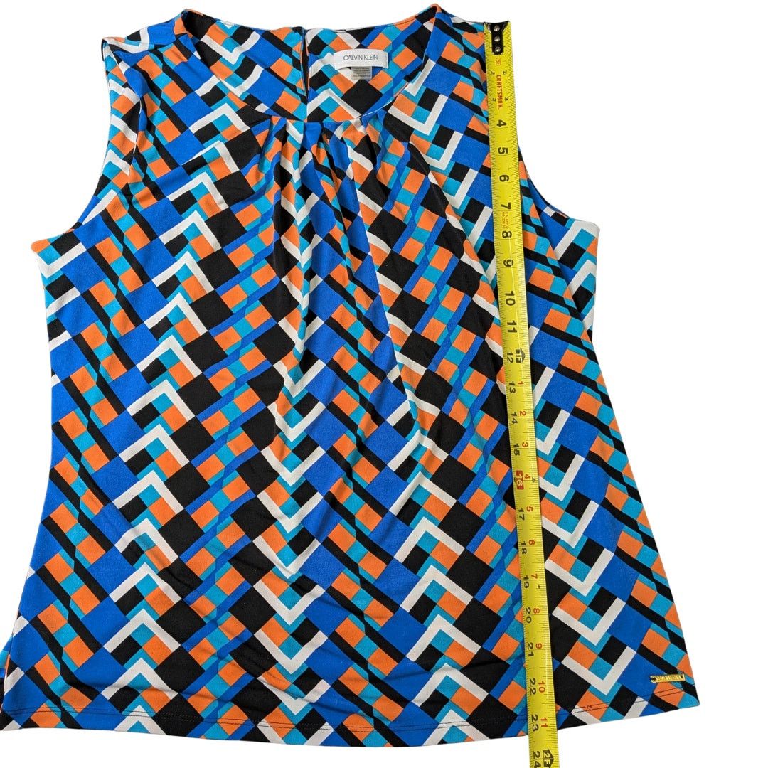Calvin Klein Calvin Klein Geometric Mesa-Pattern Pleated Blouse Size XL / US 12-14 / IT 48-50 - 6 Thumbnail