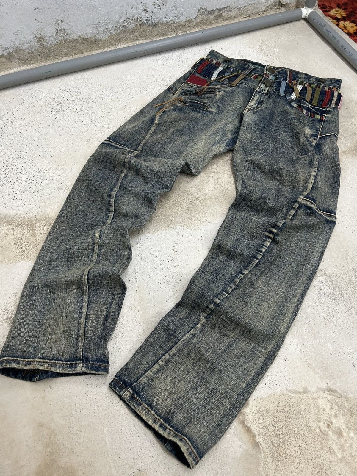GOSTAR DE FUGA Vintage Joneaa Denim Double Waist Engineer Mud Washed Size US 31 - 3 Thumbnail