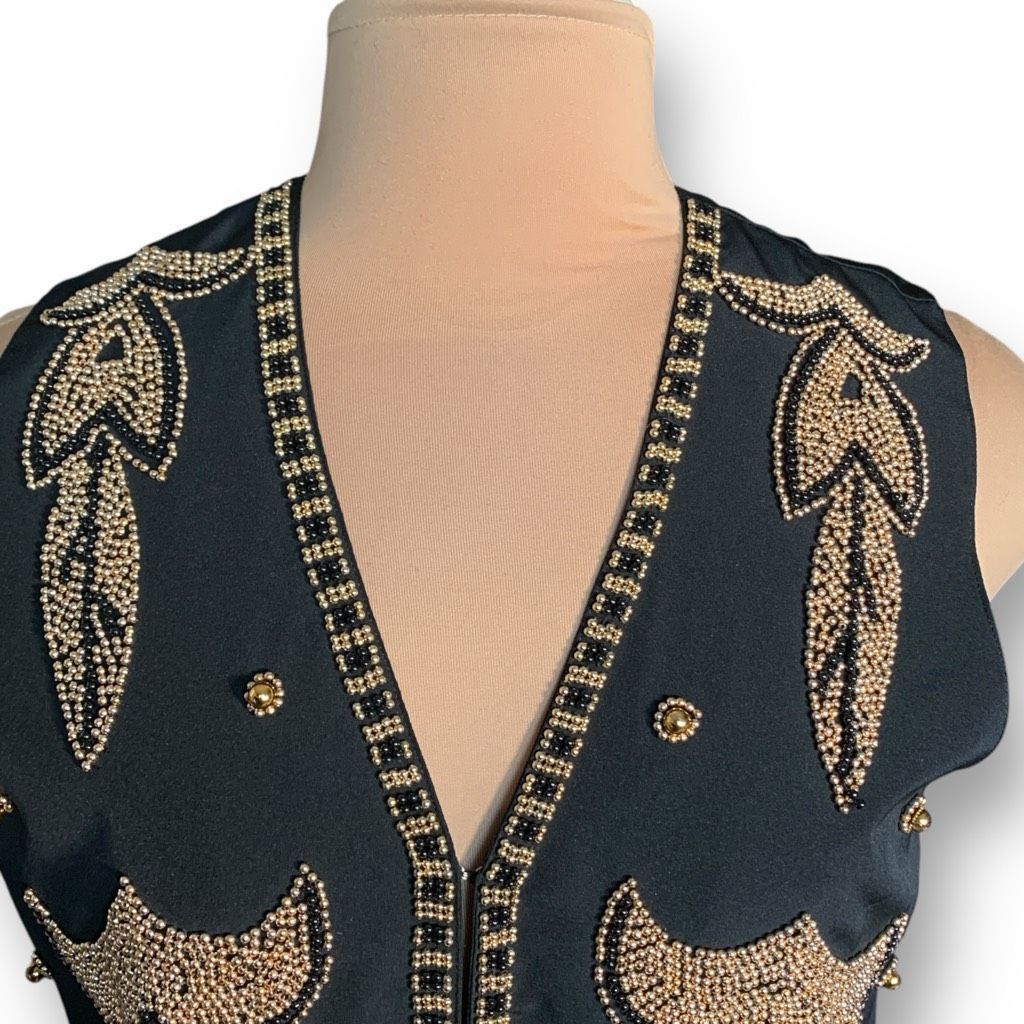 Vintage Vintage Regency Collection Black Gold Embellished Beaded Vne Size L / US 10 / IT 46 - 5 Thumbnail