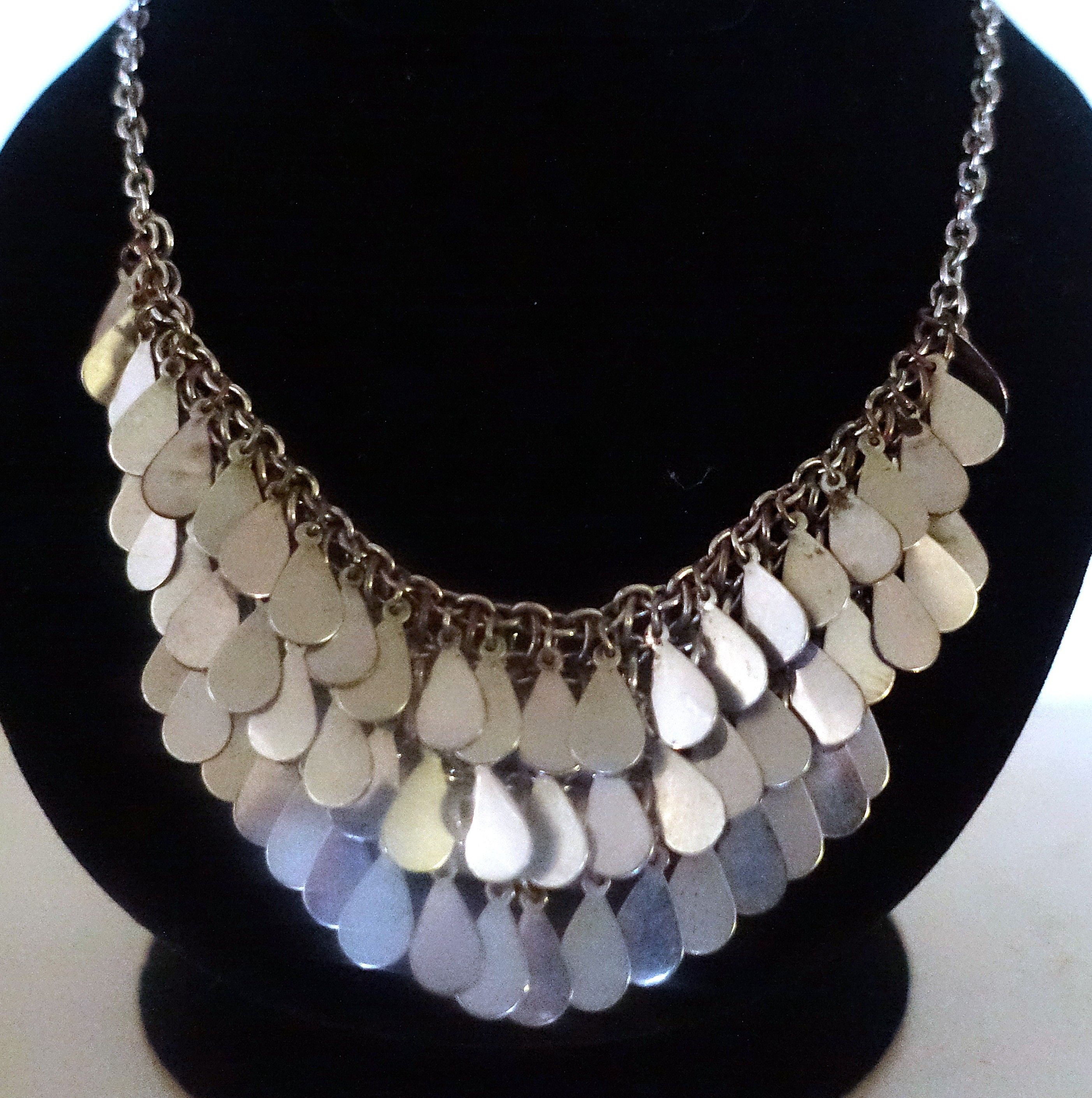 Vintage Silver Tone Boho Chain Dangle Choker Necklace Size ONE SIZE - 4 Thumbnail