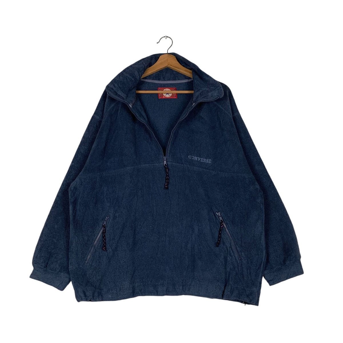Converse CONVERSE Small Logo Half Zip Blue Fleece Pullover #1406-C59 Size US L / EU 52-54 / 3 - 9 Thumbnail