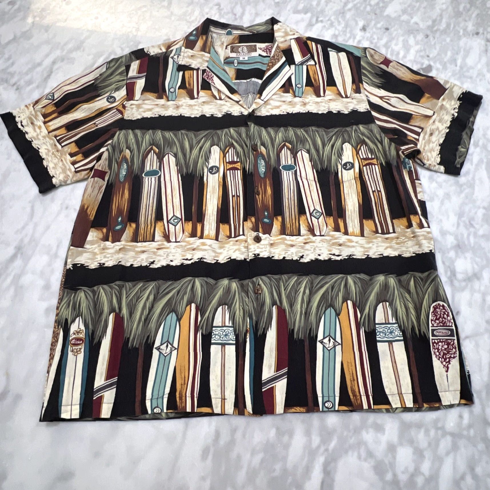Vintage Kalaheo Hawaiian Shirt Men’s M Surf Boards All Over Button Up Size US M / EU 48-50 / 2 - 2 Thumbnail