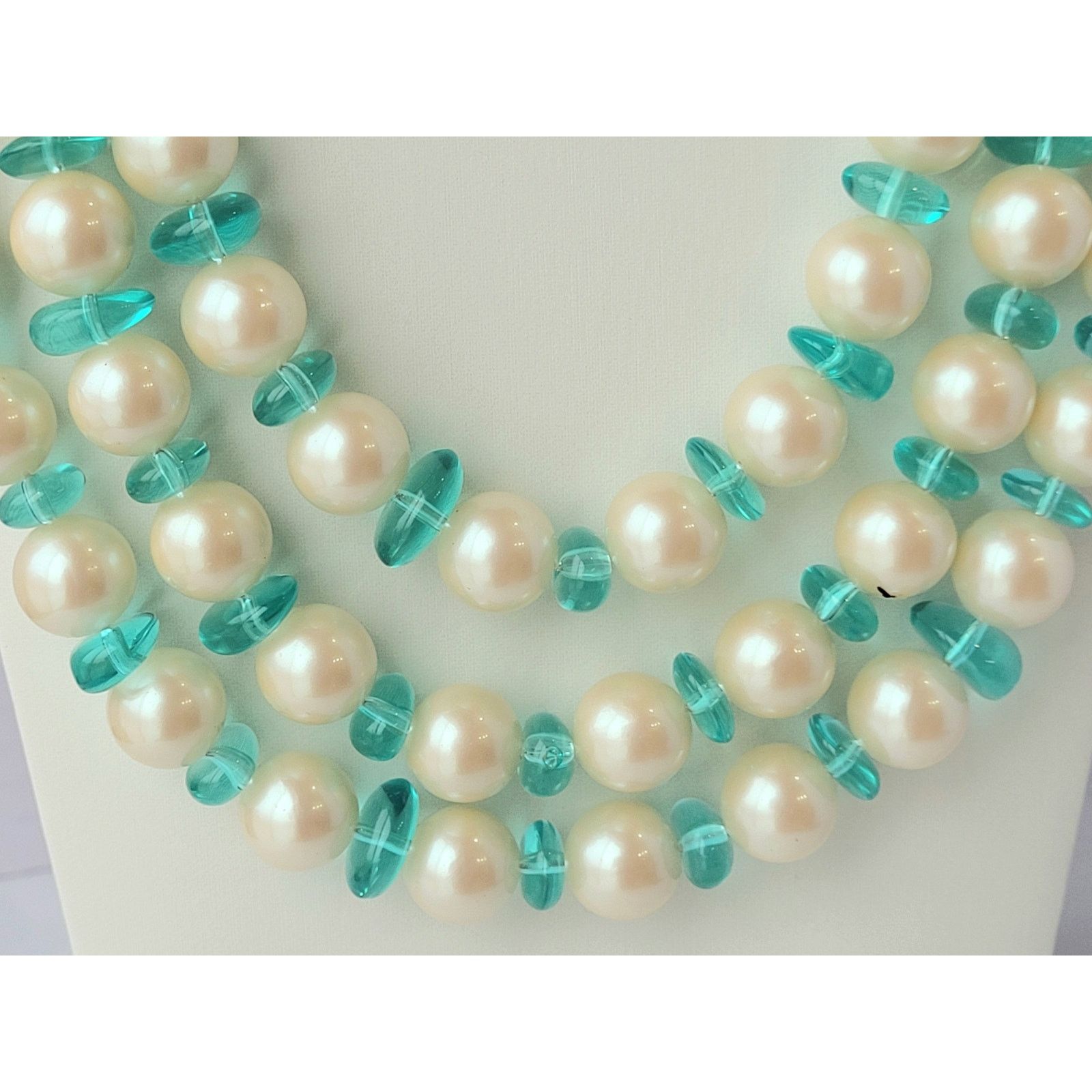Monet Monet Necklace Vintage Signed Faux Pearl & Turquoise Size ONE SIZE - 2 Thumbnail