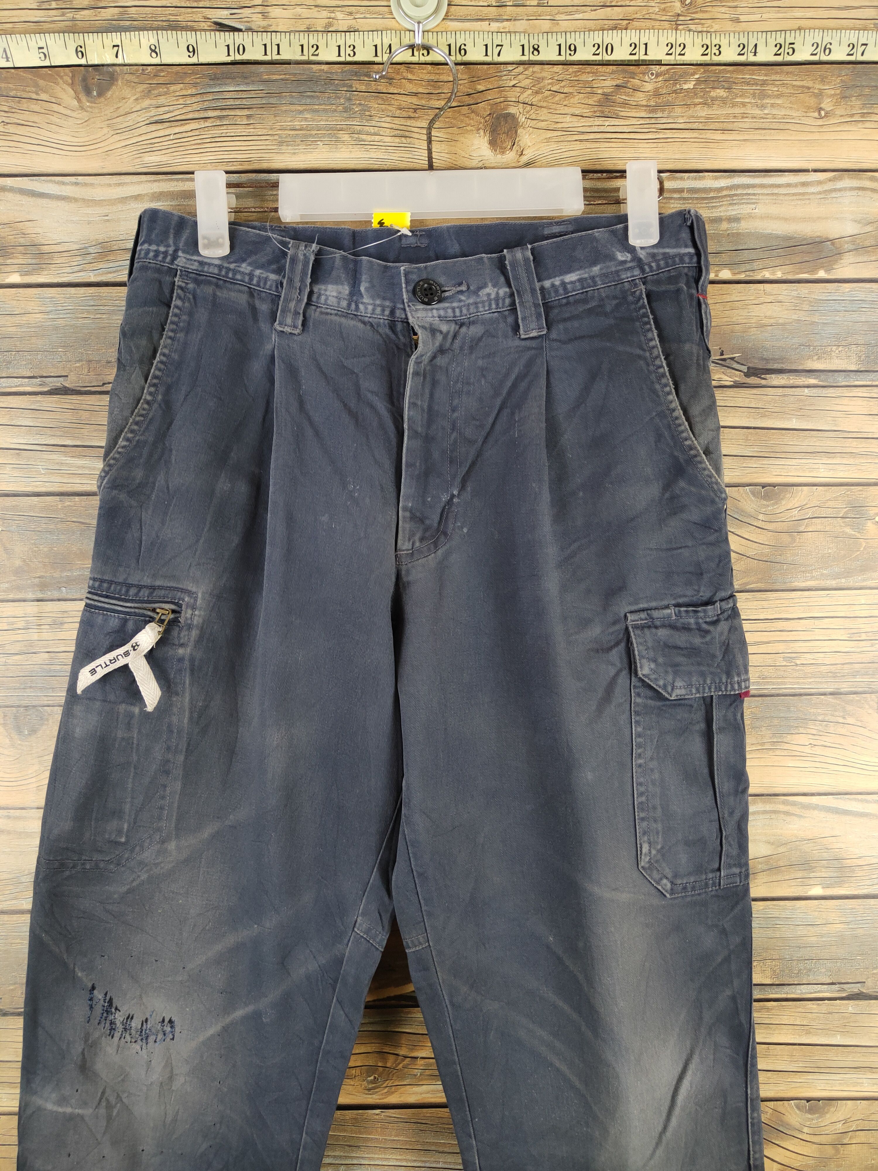 Japanese Brand Burtle Navy Faded Multipocket Tactical Cargo Pants #W2206 Size US 30 / EU 46 - 2 Thumbnail