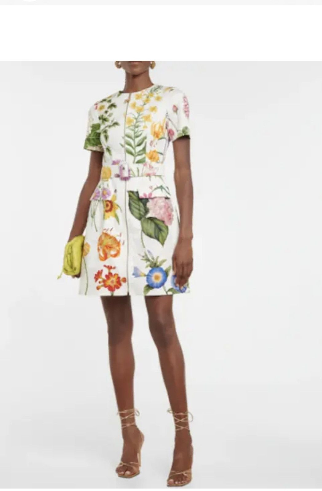 $2490 Oscar de la Renta Floral Cotton-blend Twill Dress SZ8