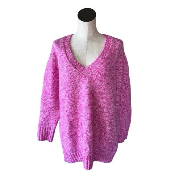 Zara NWT ZARA V NECK BUBBLE GUM PINK CHUNKY SWEATER MEDIUM WOOL Size M / US 6-8 / IT 42-44 - 8 Thumbnail