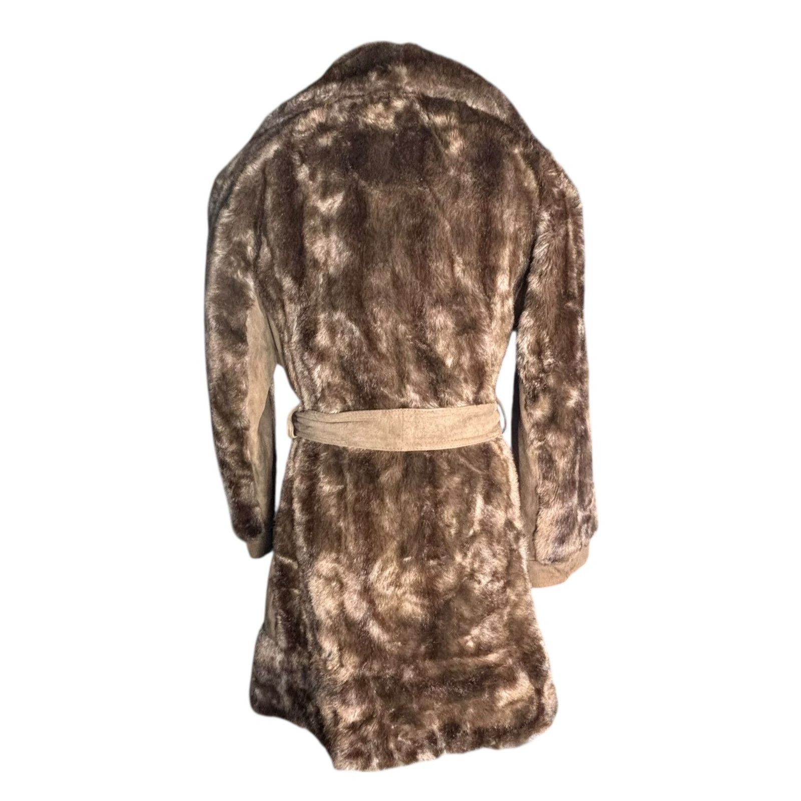Vintage Vintage 70s Tocci England Brown Faux Fur Suede Belted Coat Size M / US 6-8 / IT 42-44 - 7 Thumbnail