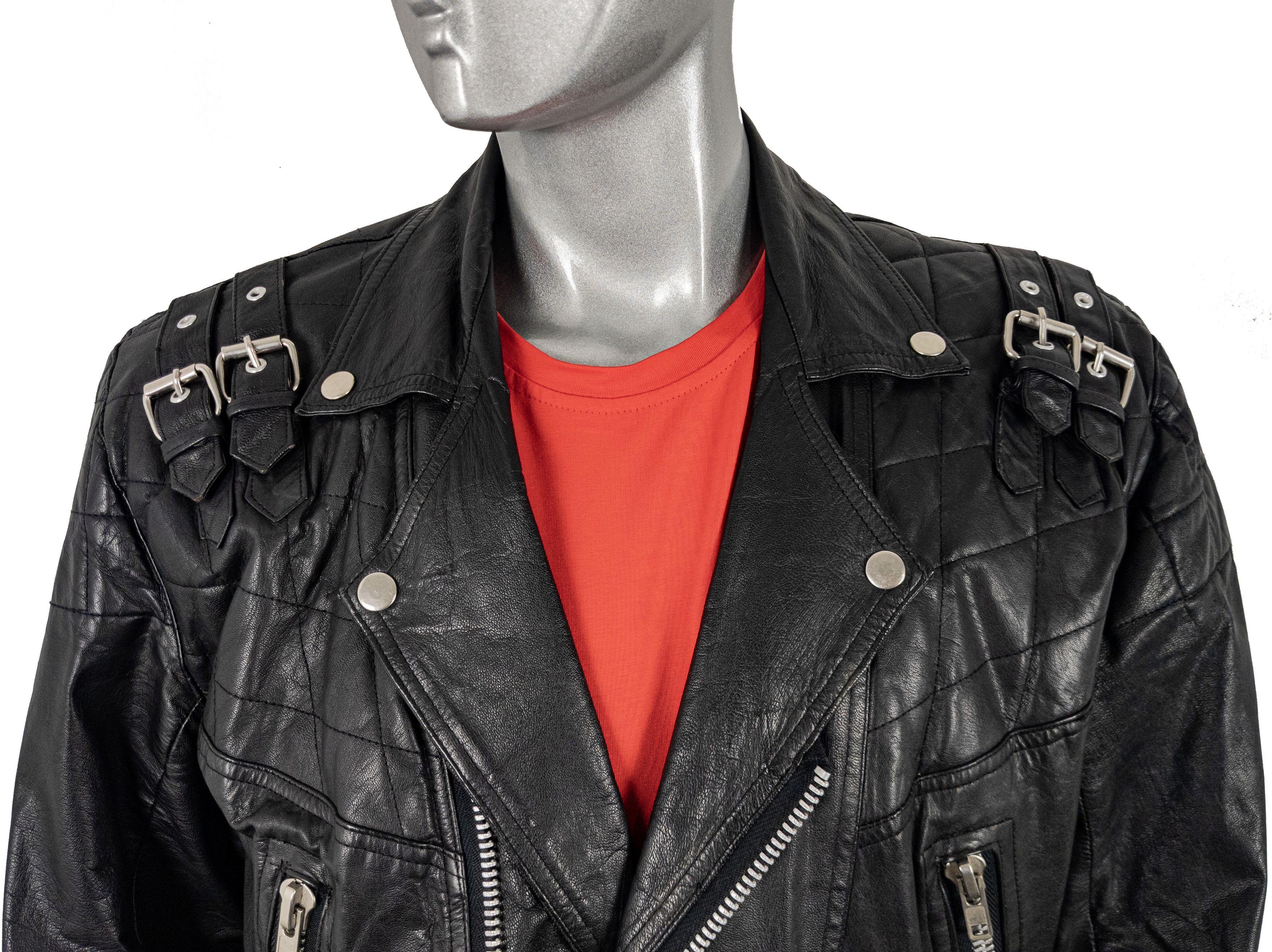 Vintage Vintage 80s Diamond Black Leather Motorcycle Biker Jacket Size US M / EU 48-50 / 2 - 10 Thumbnail