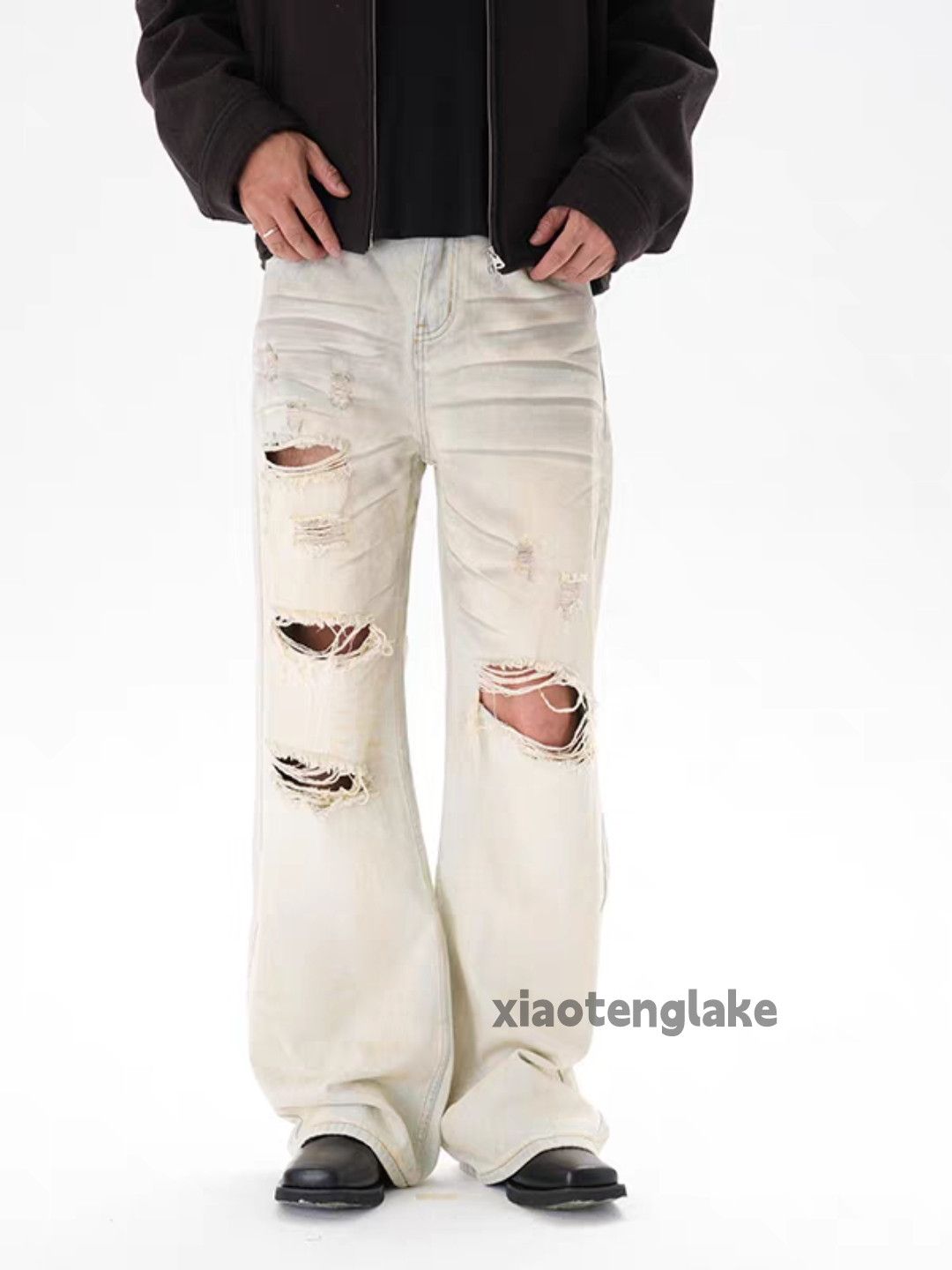 Jean xz Balenciaga rickowens style Loose baggy ripped jeans Size US 28 / EU 44 - 1 Thumbnail
