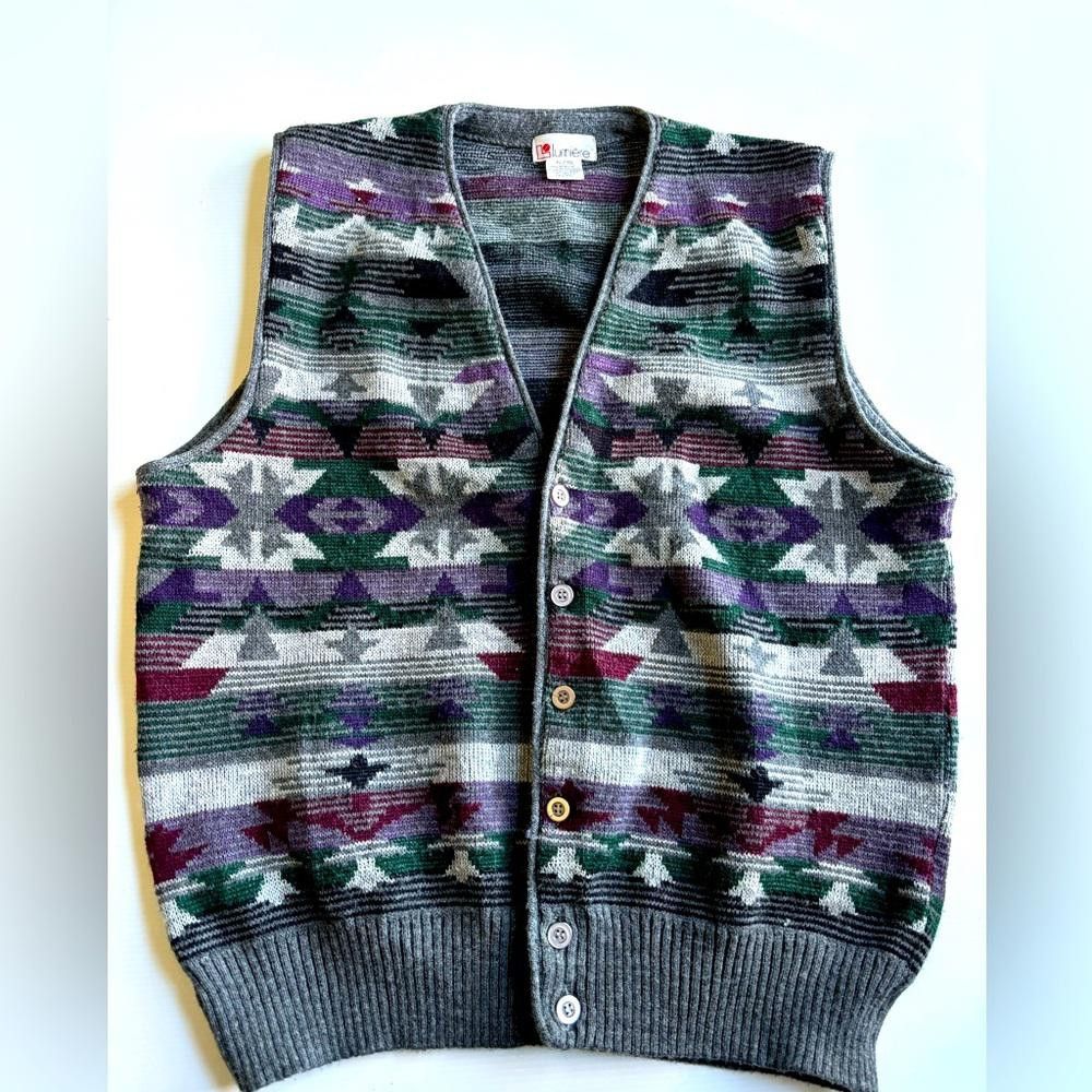 Designer Vintage Button-Up Grandpa Sleeveless Vest Size US XL / EU 56 / 4 - 1 Thumbnail