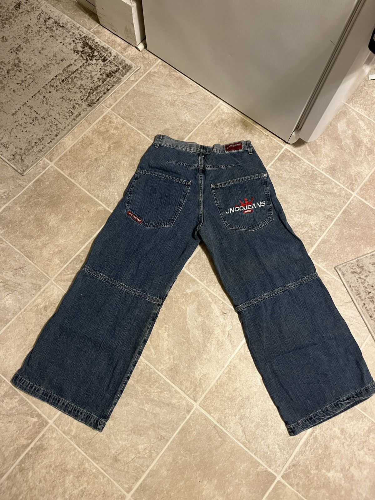JNCO Vintage 90s Skater Baggy Jeans Size 33x30 Knee Pads