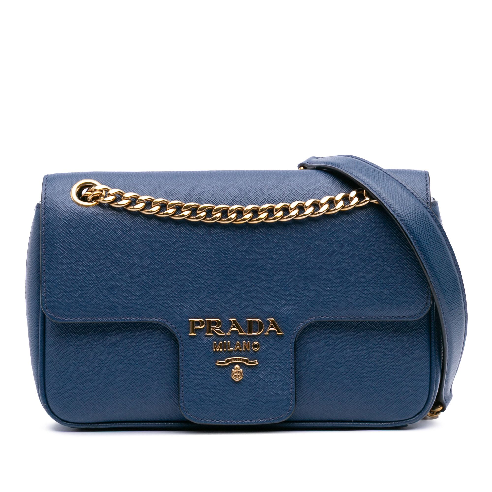 Prada Saffiano Pattina Chain Crossbody