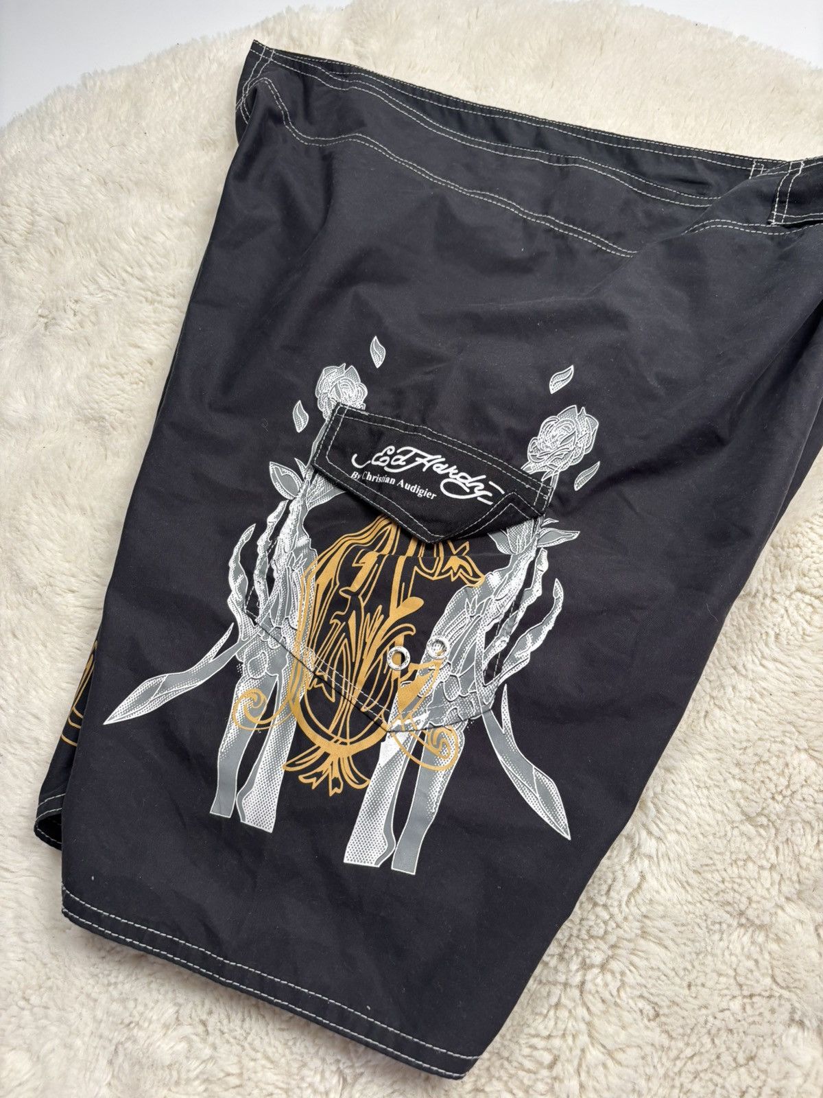 Christian Audigier × Ed Hardy Ed Hardy Vintage Rare Shorts Big Logo Y2K Style Size US 34 / EU 50 - 6 Thumbnail