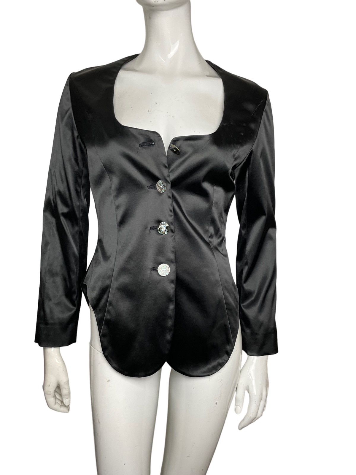 image of Vintage 1990S Helen Storey Black Satin Tuxedo Jacket, Women's (Size Small)