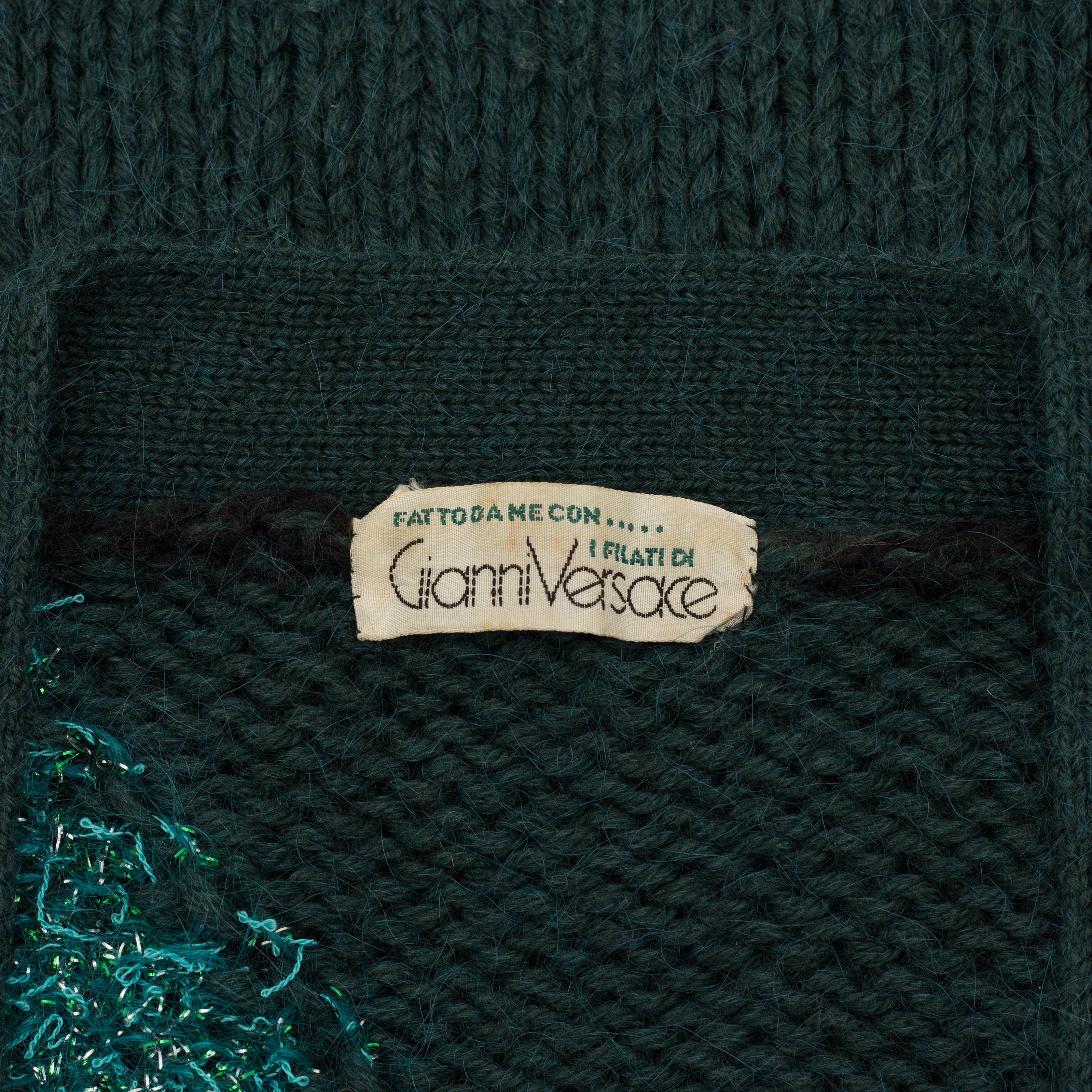 Versace Vintage Handmade Mohair Cardigan Gianni Versace Yarn Tag 80s Size ONE SIZE - 24 Thumbnail