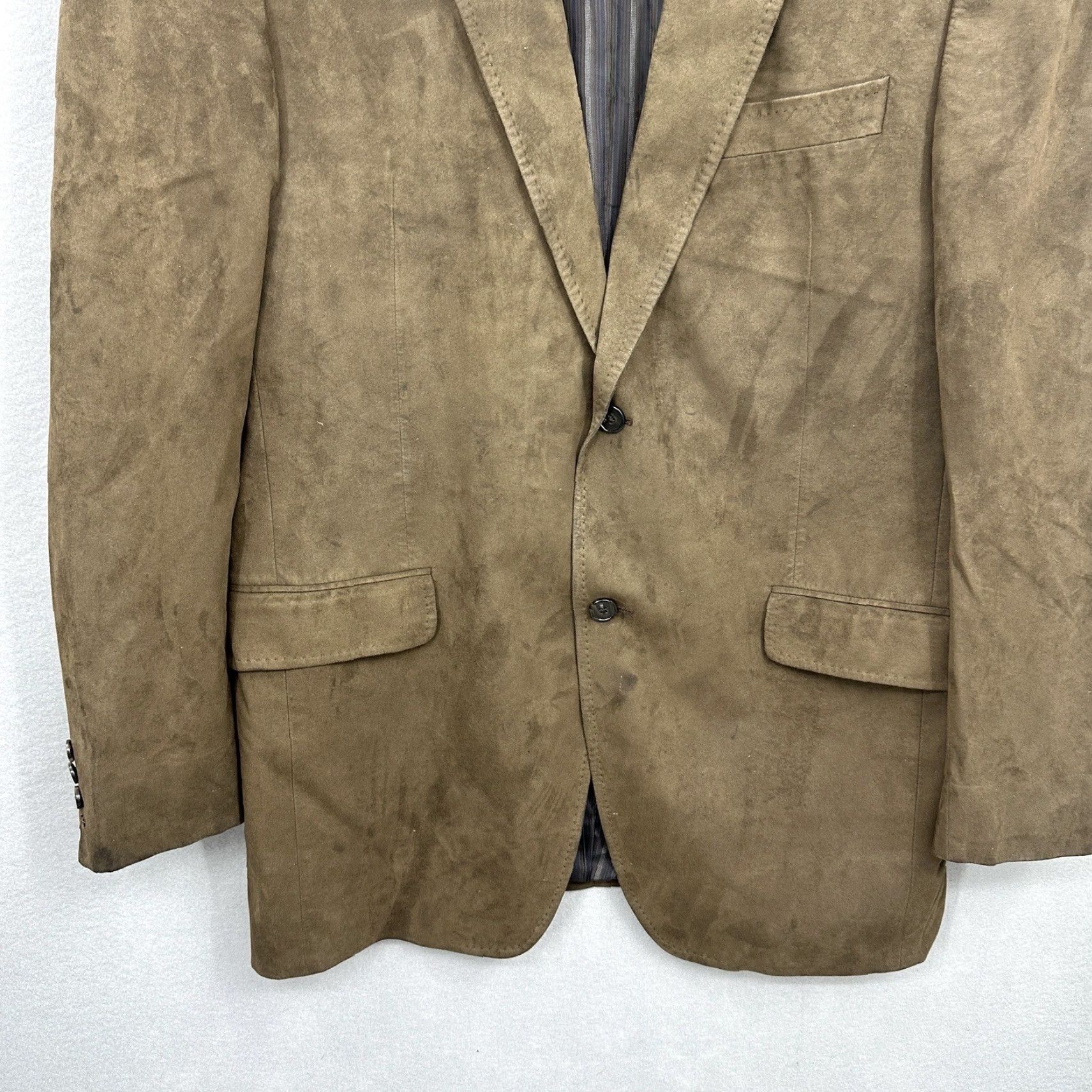 Jack Victor VINTAGE Jack Victor Blazer Mens 42 Brown Notch Lapel Single-Breasted Fabric Wool Blend 90s 2000s Business Mens Size 42R - 3 Thumbnail