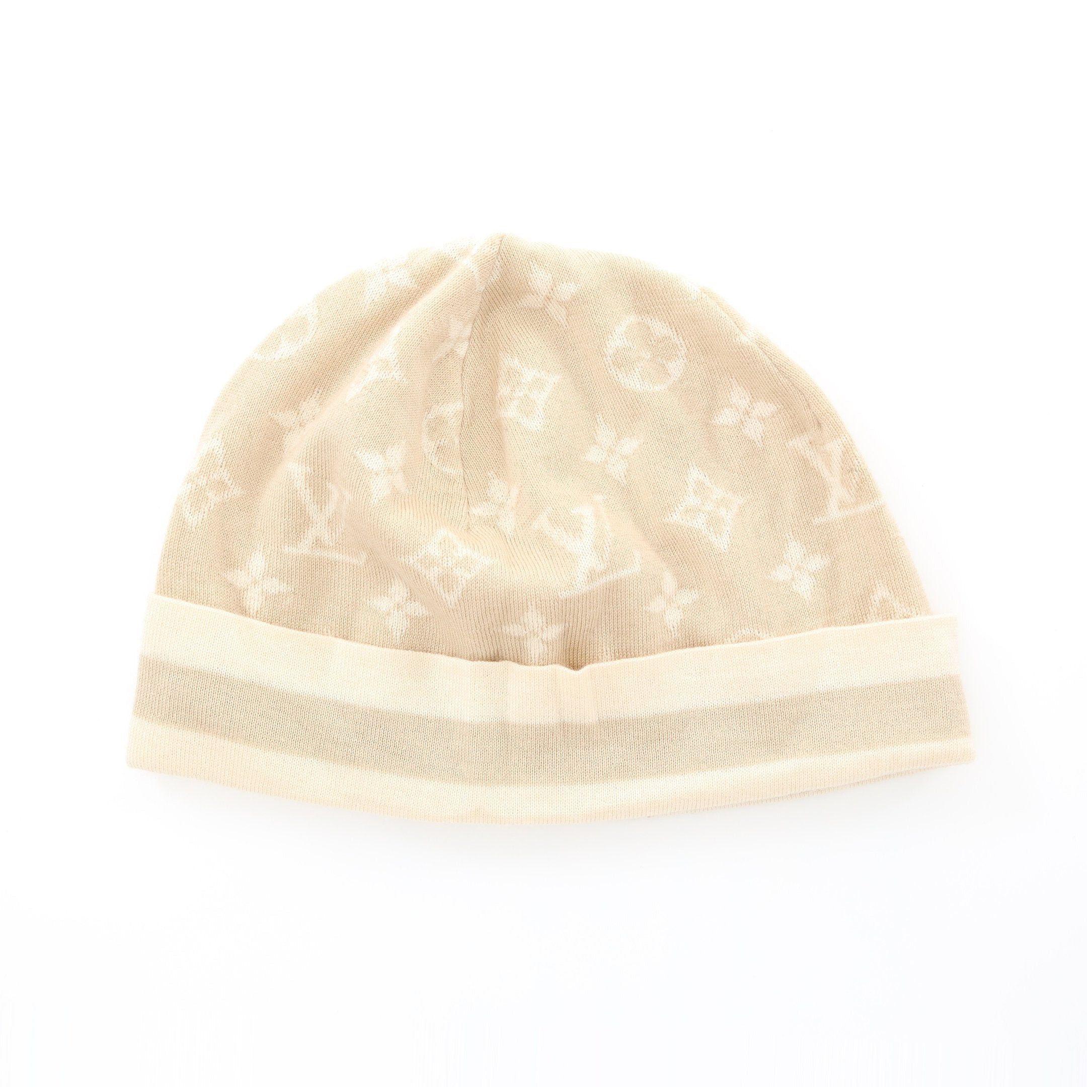 Louis Vuitton Louis Vuitton Monogram Beanie Cashmere Silk Beige Size ONE SIZE - 1 Thumbnail
