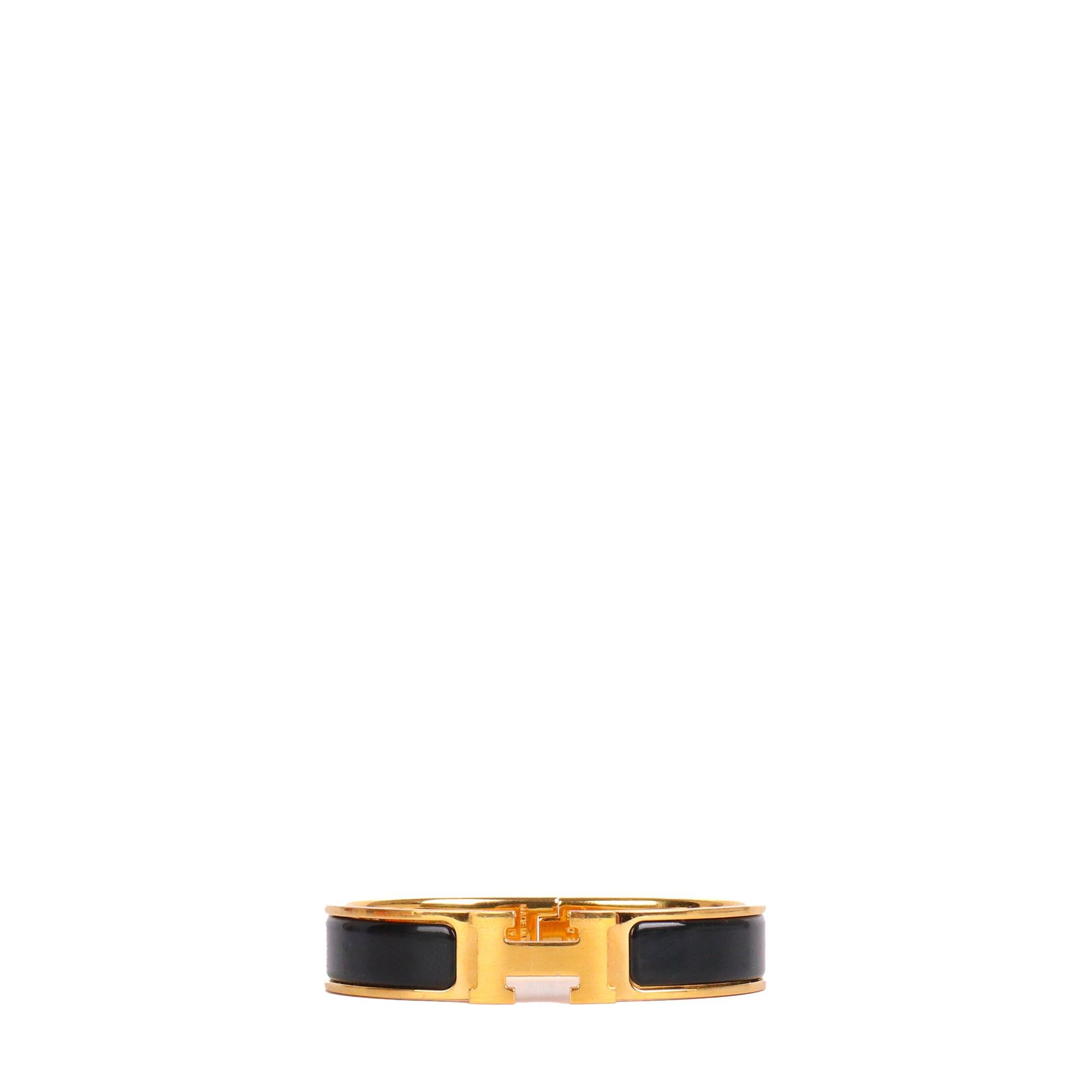 Hermes HERMÈS - Clic H Hermès bracelet in black enamel (T0) Size ONE SIZE - 1 Thumbnail