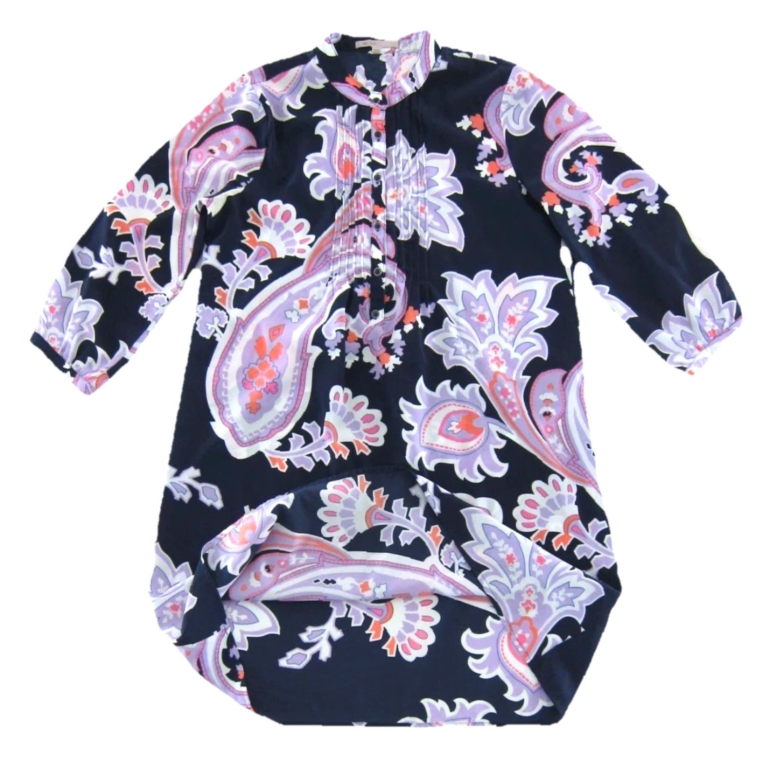 Gap GAP Dress Navy Blue Purple White Pink Floral Long Sleeve Tunic Shift Small Women Size S / US 4 / IT 40 - 5 Thumbnail