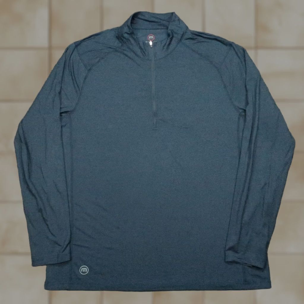TravisMathew Travis Mathew Pullover Mens 2XL Blue Quarter Zip Striped Stretch 1/4 Zip Lightweight Golf Casual Activewear Size US XXL / EU 58 / 5 - 1 Thumbnail