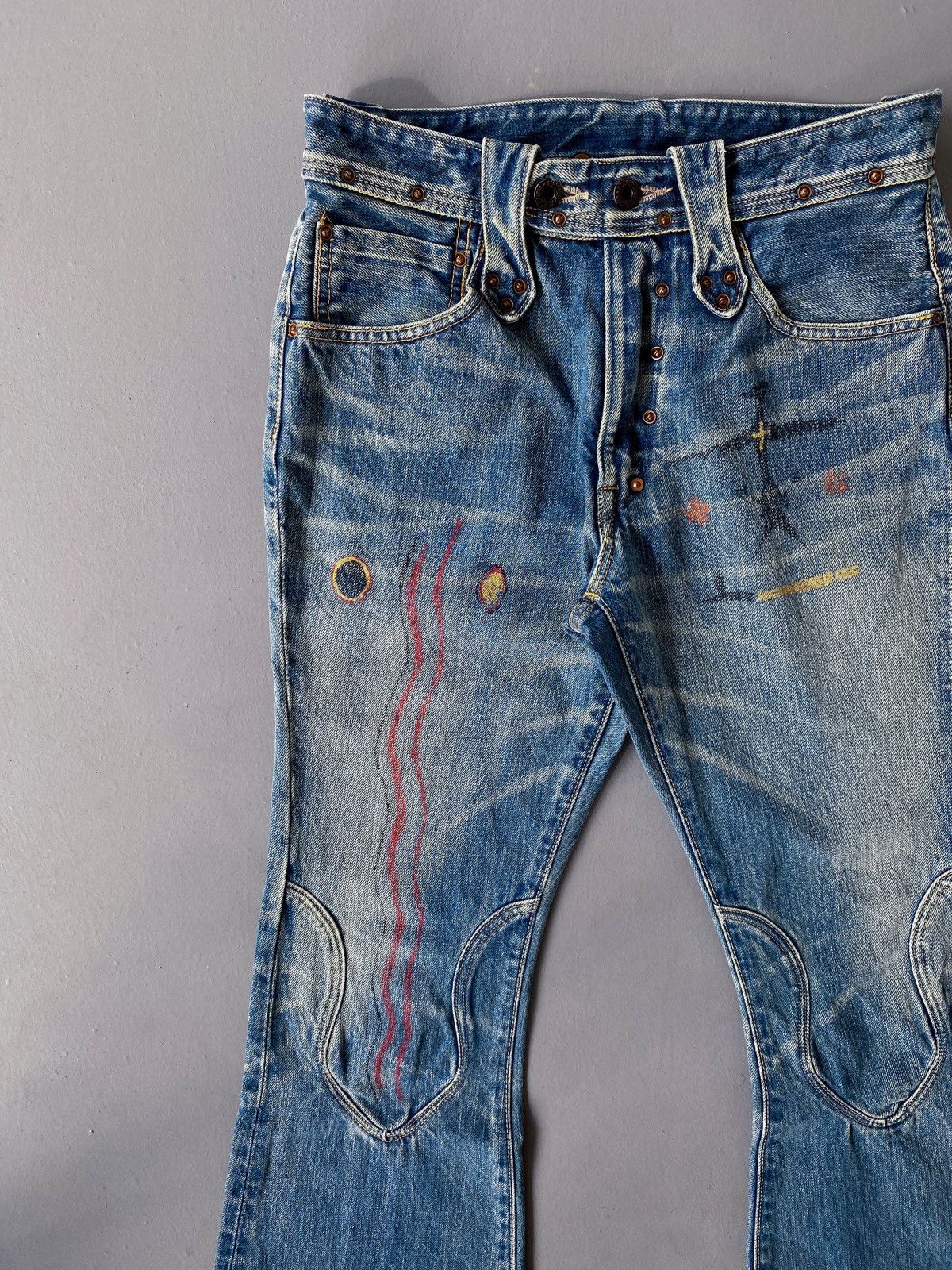 Kapital Kapital Bootcut Flared Flare Denim Painted Jeans Size US 28 / EU 44 - 4 Thumbnail