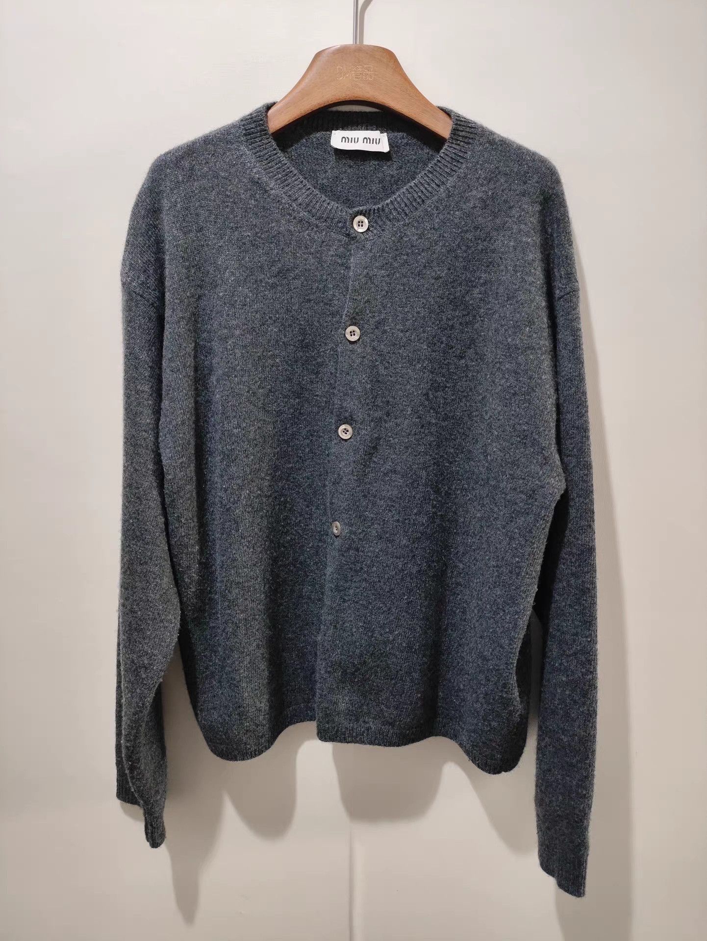 Miu Miu Gray Button-Front Long Sleeve Cardigan Size US M / EU 48-50 / 2 - 1 Thumbnail