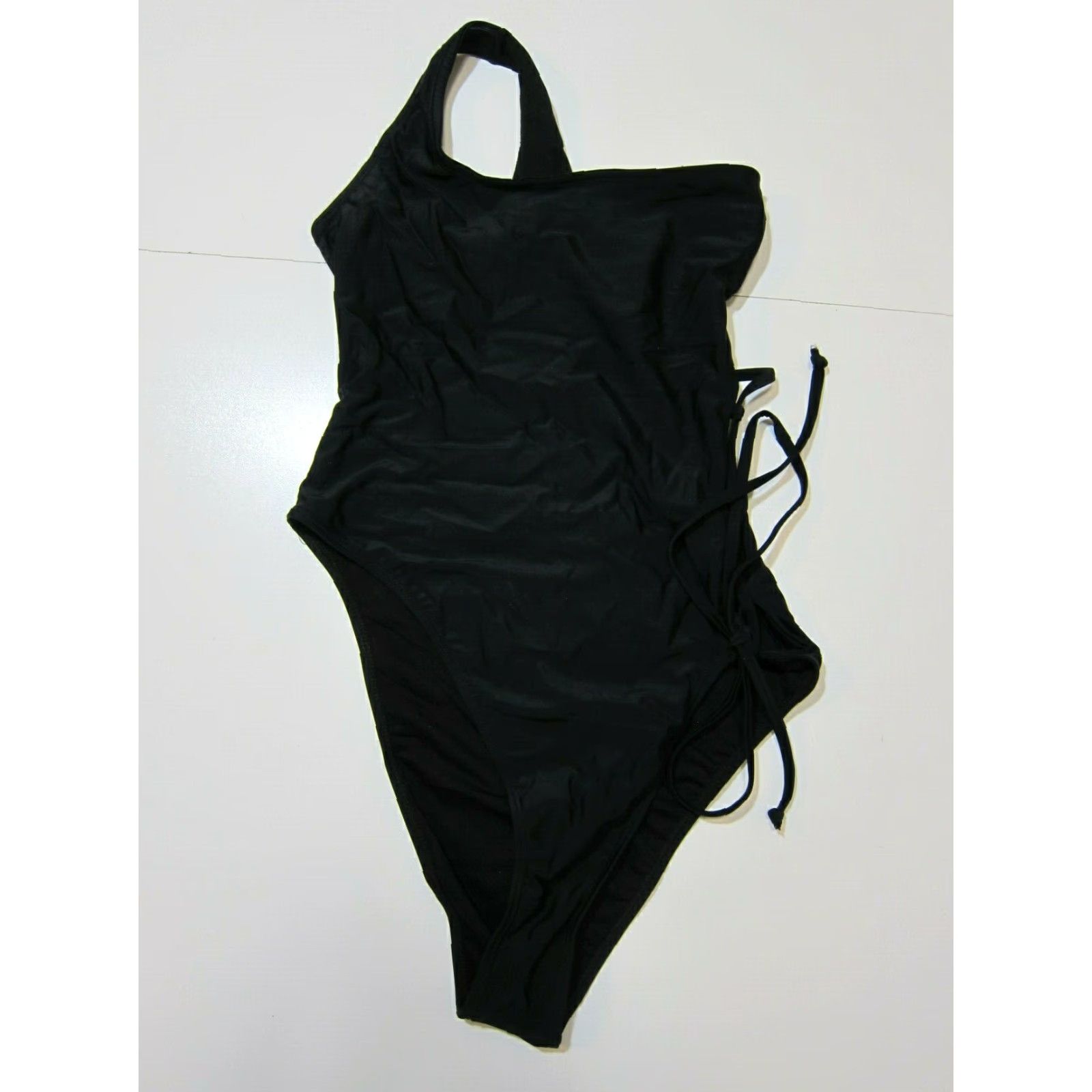 Nasty Gal Nasty Gal Black Crisscross Tie Cut Out One Shoulder One Piece Swimsuit Women 10 Size ONE SIZE - 2 Thumbnail