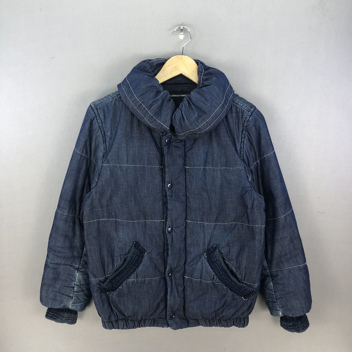 Issey Miyake Vintage Mercibeaucoup Pillow Neck Indigo Dye Bomber Jacket Size US S / EU 44-46 / 1 - 1 Thumbnail