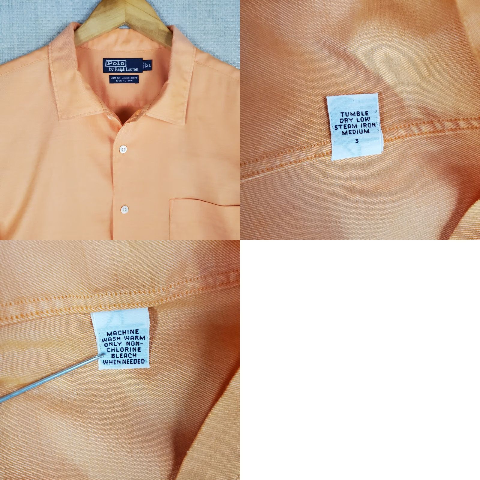 Polo Ralph Lauren VTG Polo Ralph Lauren Artist Workshirt Long Sleeve Button-Up Men's XL Orange Cotton Poplin Lightweight Casual, Vintage Polo Ralph Lauren Shirt Size US XL / EU 56 / 4 - 9 Thumbnail