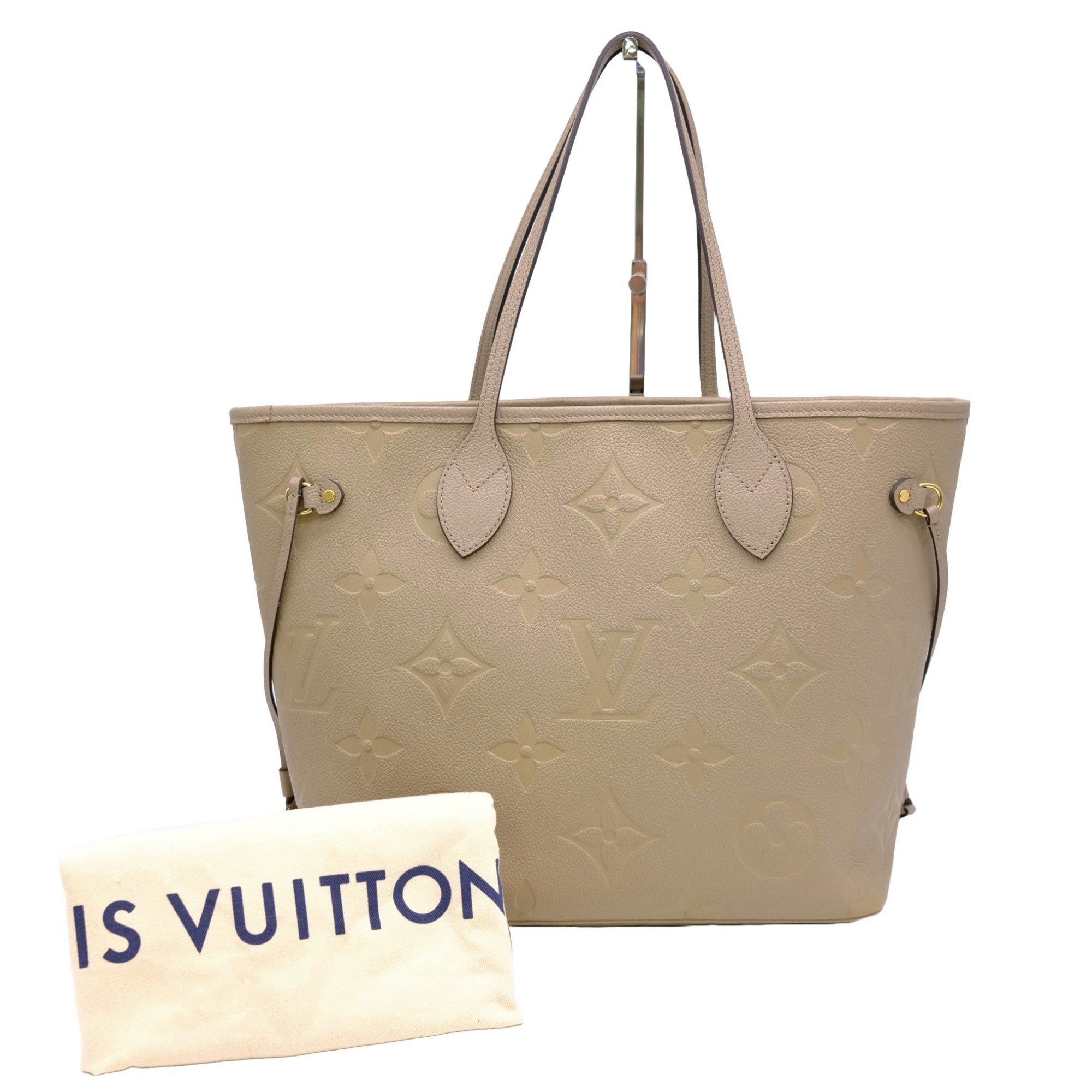 Image of Louis Vuitton Monogram Empreinte Neverfull Mm Tote Bag Tourterelle Beige M45686, Women's