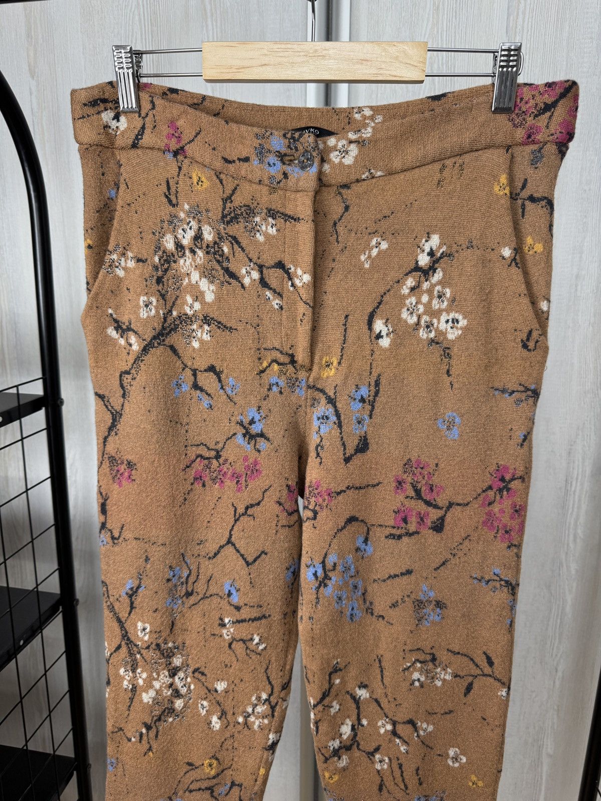 Other Ivko Wool beige brown floral flower pattern pants trousers Size 32" / US 10 / IT 46 - 8 Thumbnail