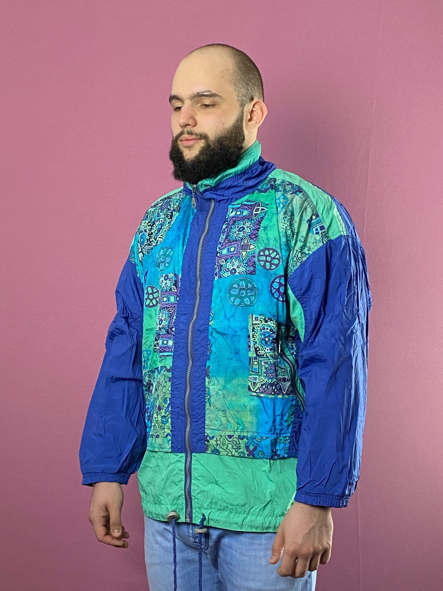 Vintage Sun Set Vintage Men's Abstract Print Windbreaker Jacket - L Size US L / EU 52-54 / 3 - 1 Thumbnail